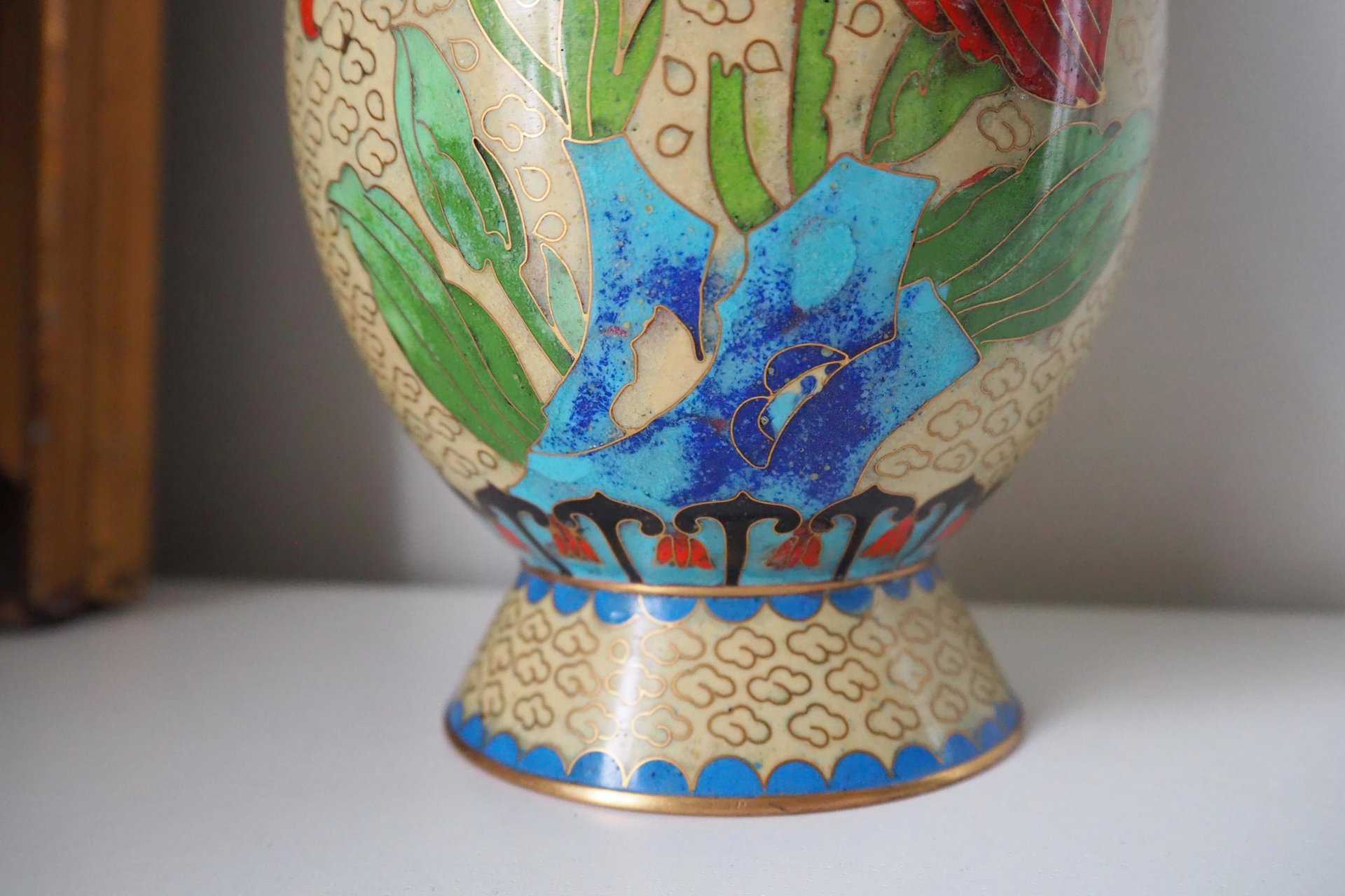 Vintage Cloisonné vase | Large Cloisonné vase | Vintage vase | Cloisonné vase | Enamelled vase |
