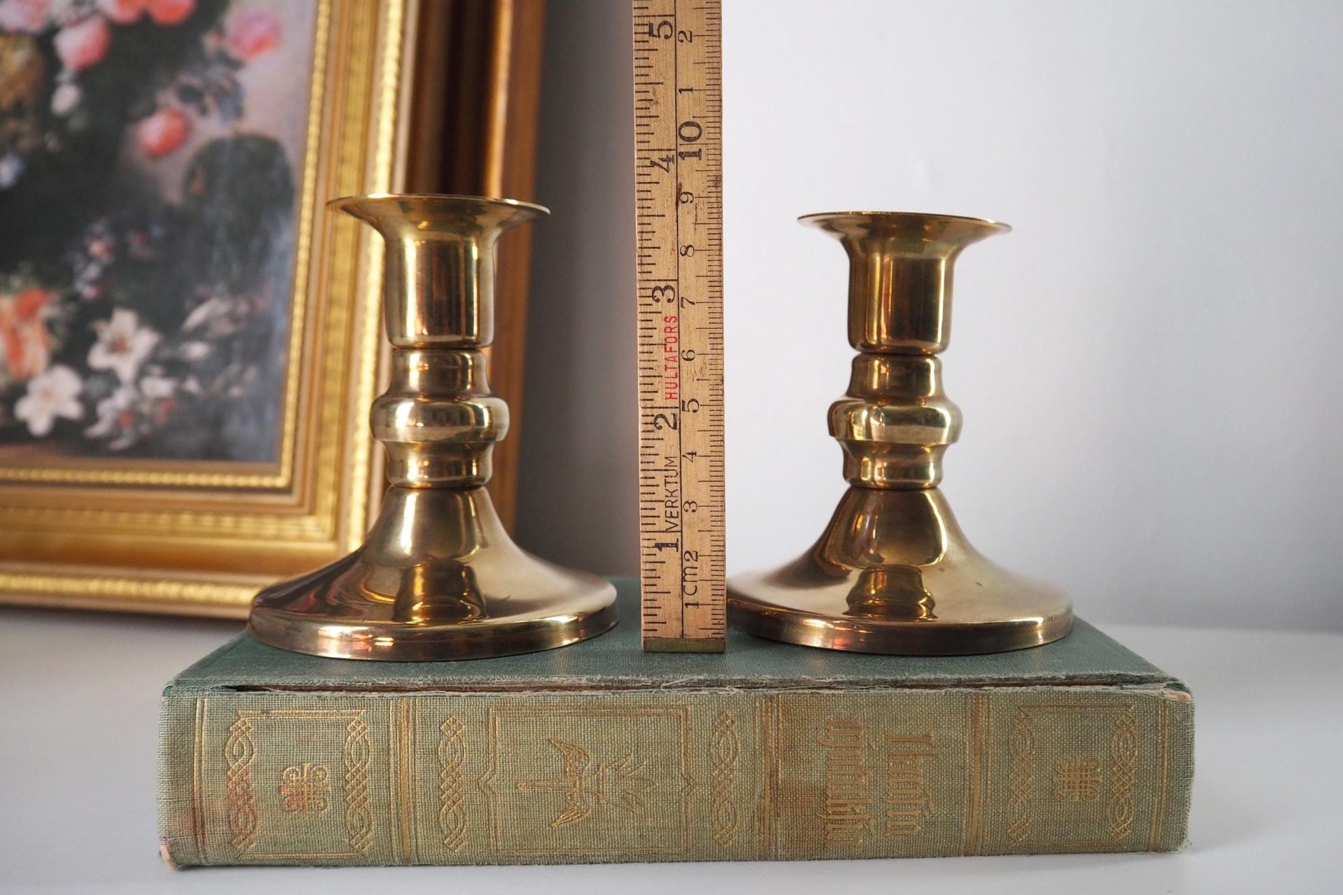 Pair of vintage candlestick holders | Brass candlestick holders | Simple brass candlestick holders