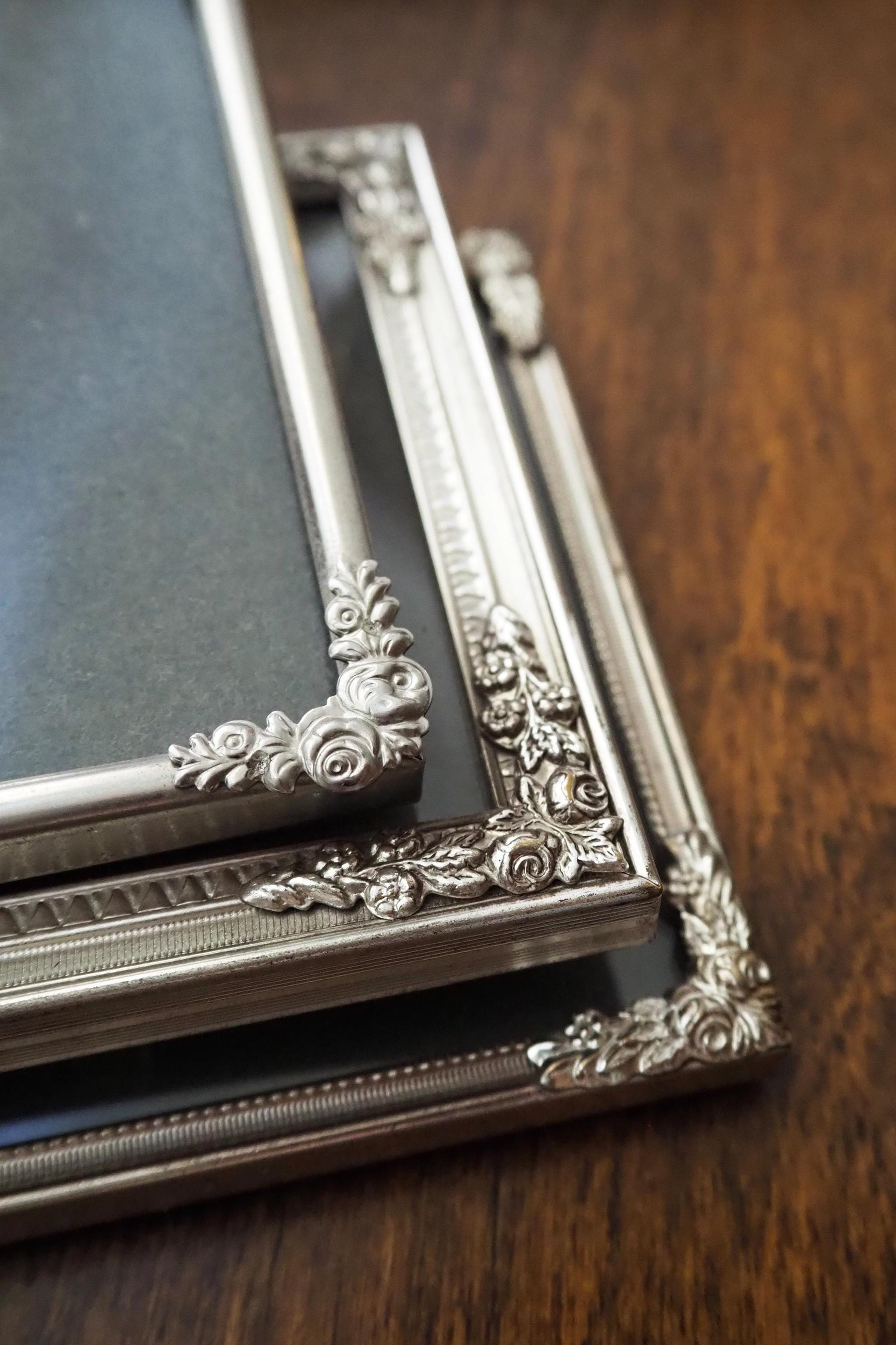 Set of three vintage photo frames | Vintage silver plated photo frames | Silver plated Danish frames | Silver plated picture frames