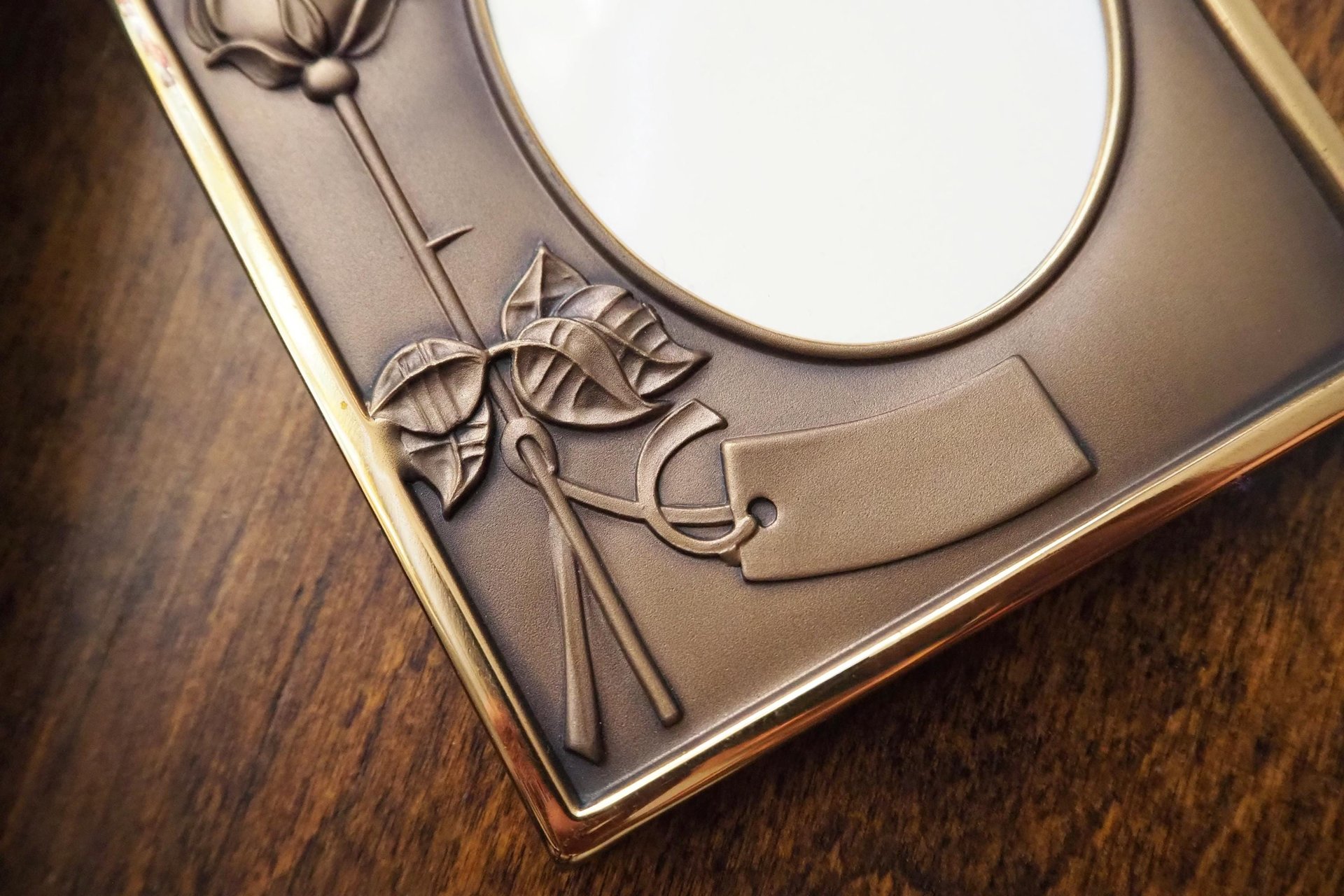 Vintage bronze photo frame | Jorma Laine Bronze Finland | Christening picture frame | Vintage picture frame | Made in Finland