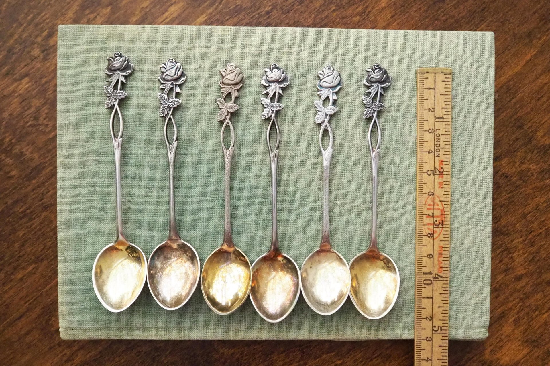 Set of six vintage teaspoons | Vintage alpacca silver teaspoons | Vintage teaspoons | Rose teaspoon set | Vintage alpacca teaspoons