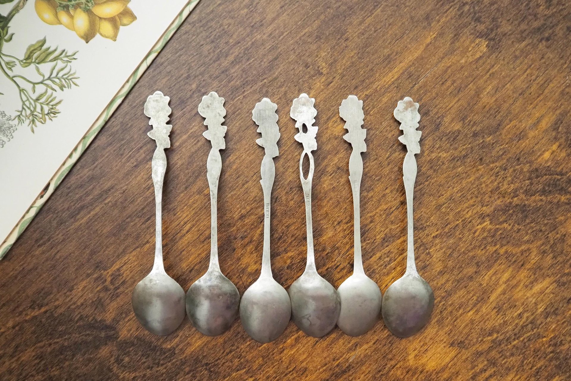 Set of six vintage teaspoons | Vintage alpacca silver teaspoons | Vintage teaspoons | Rose teaspoon set | Vintage alpacca teaspoons