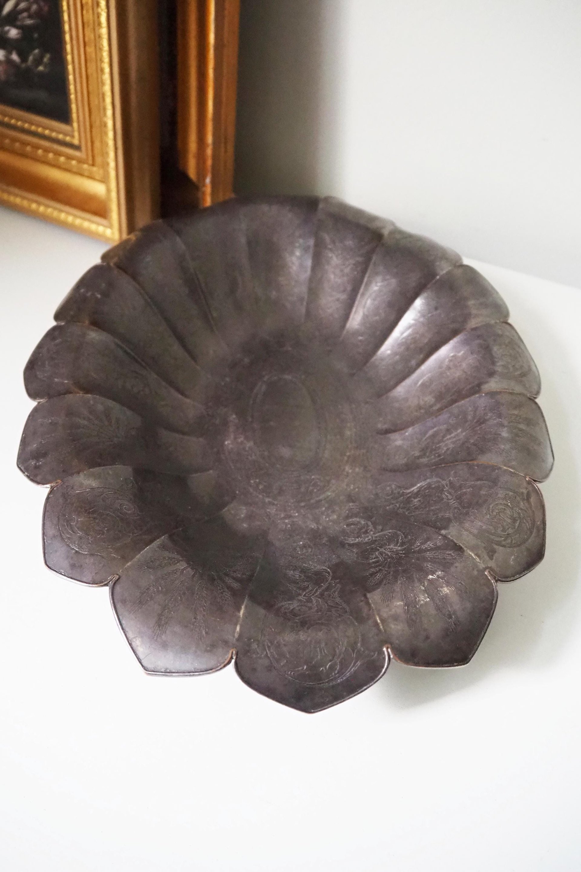 Vintage silver plated bowl | Silver plated fruit bowl | Vintage serving bowl | Scalloped silver plated bowl | Vintage fruit bowl