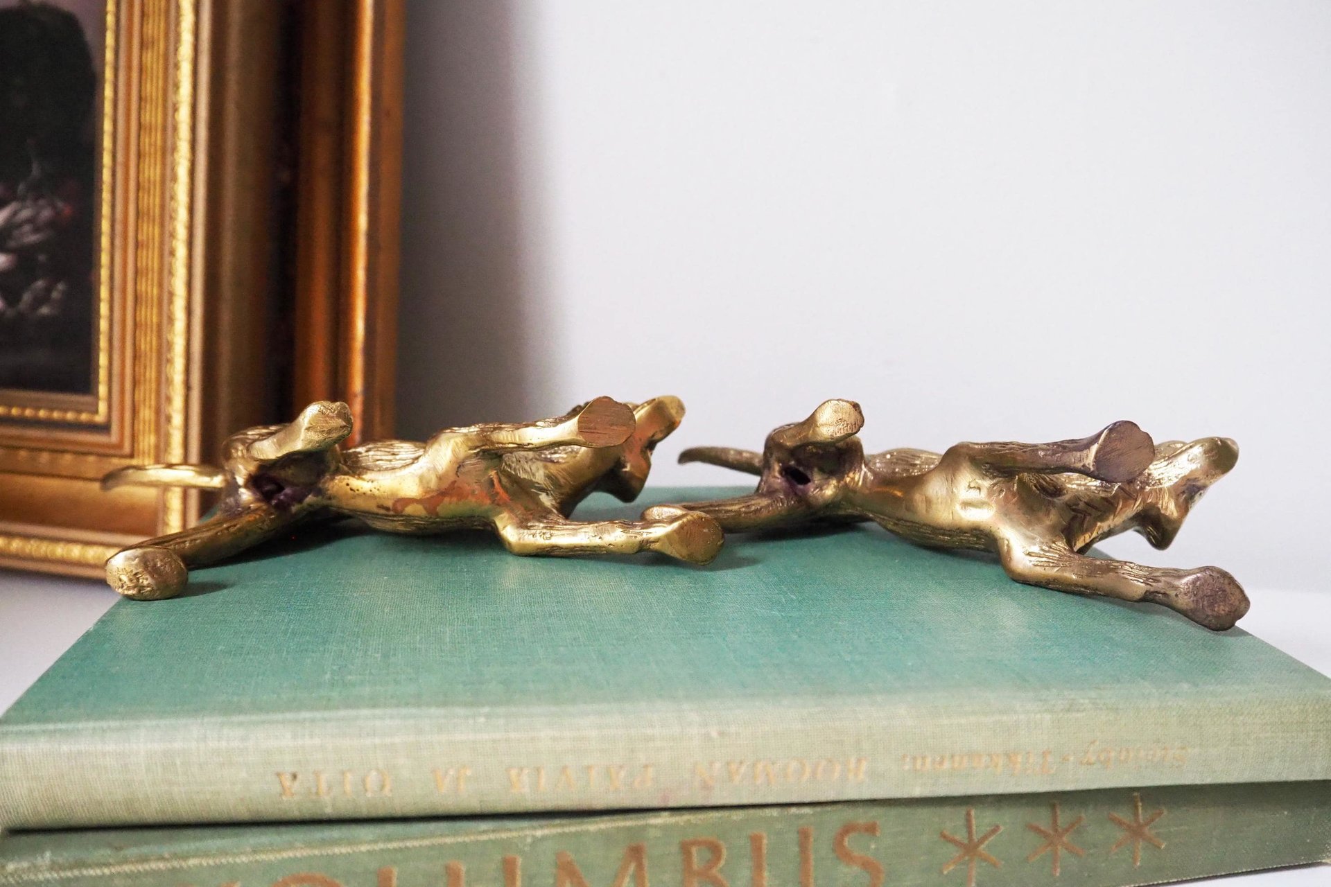 Vintage brass dogs | Set of two vintage brass dogs | Vintage brass figurines | Brass dog statues | Vintage brass dog figurines