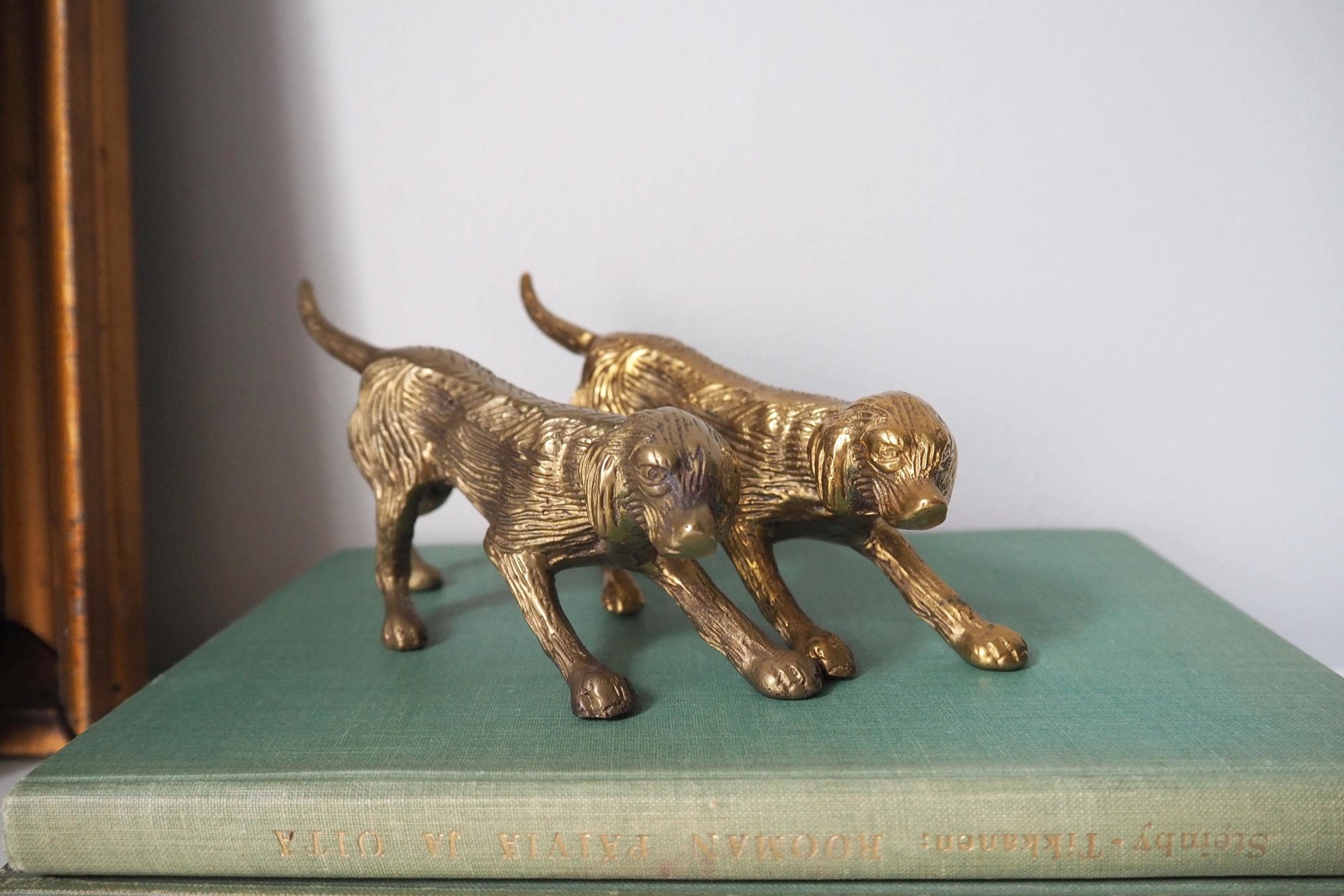 Vintage brass dogs | Set of two vintage brass dogs | Vintage brass figurines | Brass dog statues | Vintage brass dog figurines