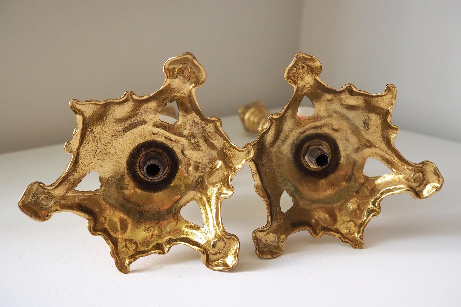 Set of two vintage candlestick holders | Gold and onyx marble candle holders | Tall candlestick holders | Matching candle holders