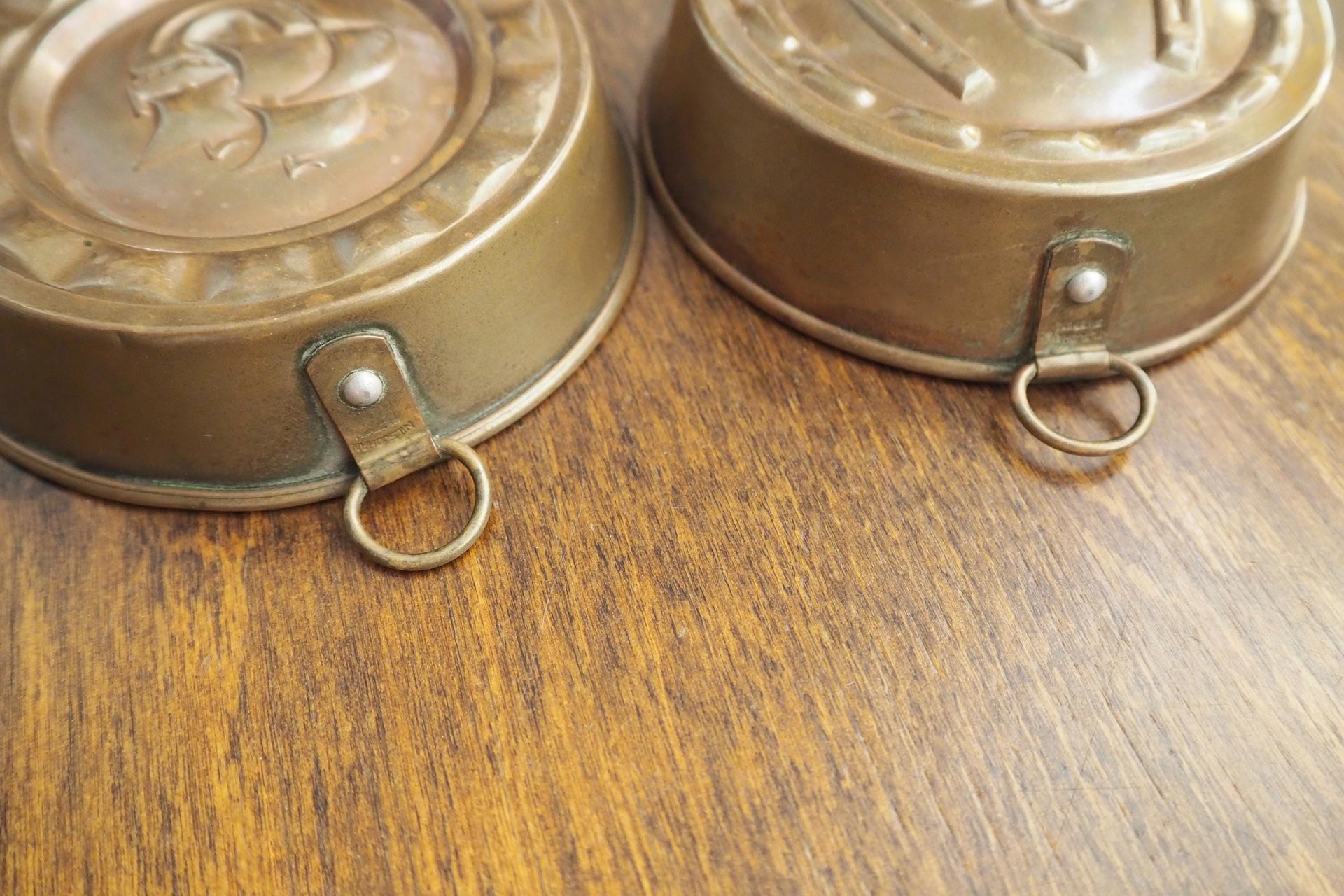 Set of four vintage copper baking molds | Small copper molds | Mismatched copper molds | Vintage copper molds | Vintage kitchen decor