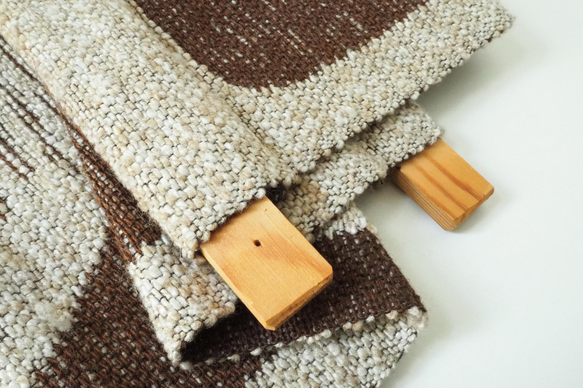 Vintage wall hanging | Long wall hanging | Scandinavian woven textile | Brown and beige wall hanging | Retro wall hanging