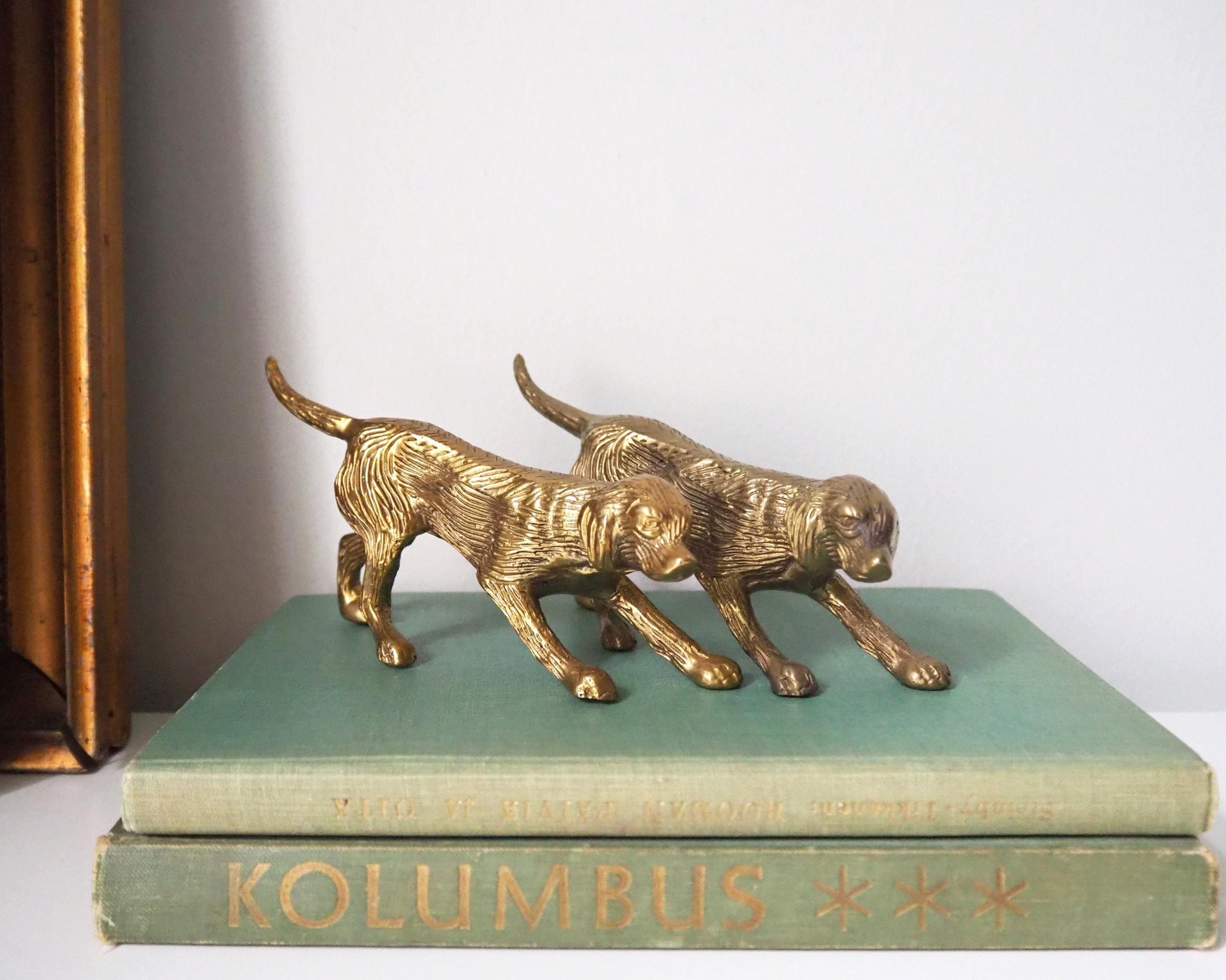 Vintage brass dogs | Set of two vintage brass dogs | Vintage brass figurines | Brass dog statues | Vintage brass dog figurines
