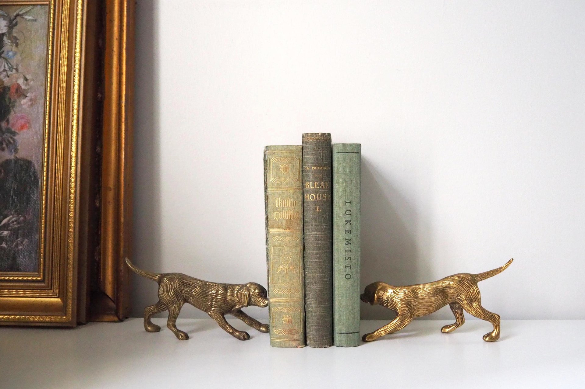 Vintage brass dogs | Set of two vintage brass dogs | Vintage brass figurines | Brass dog statues | Vintage brass dog figurines
