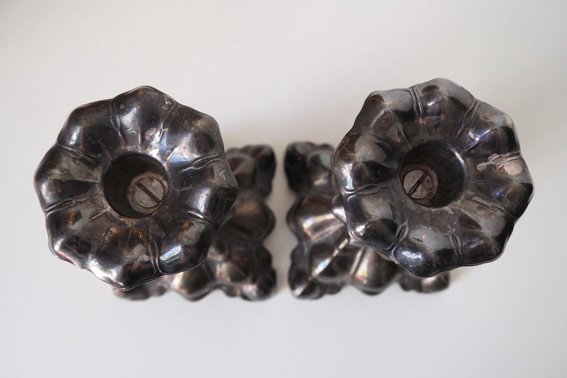 Set of two vintage candlestick holders | Alpacca silver candlestick holders | Large silver candlestick holders | Vintage candle holders