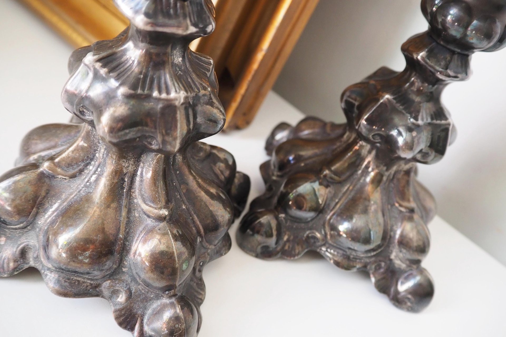 Set of two vintage candlestick holders | Alpacca silver candlestick holders | Large silver candlestick holders | Vintage candle holders