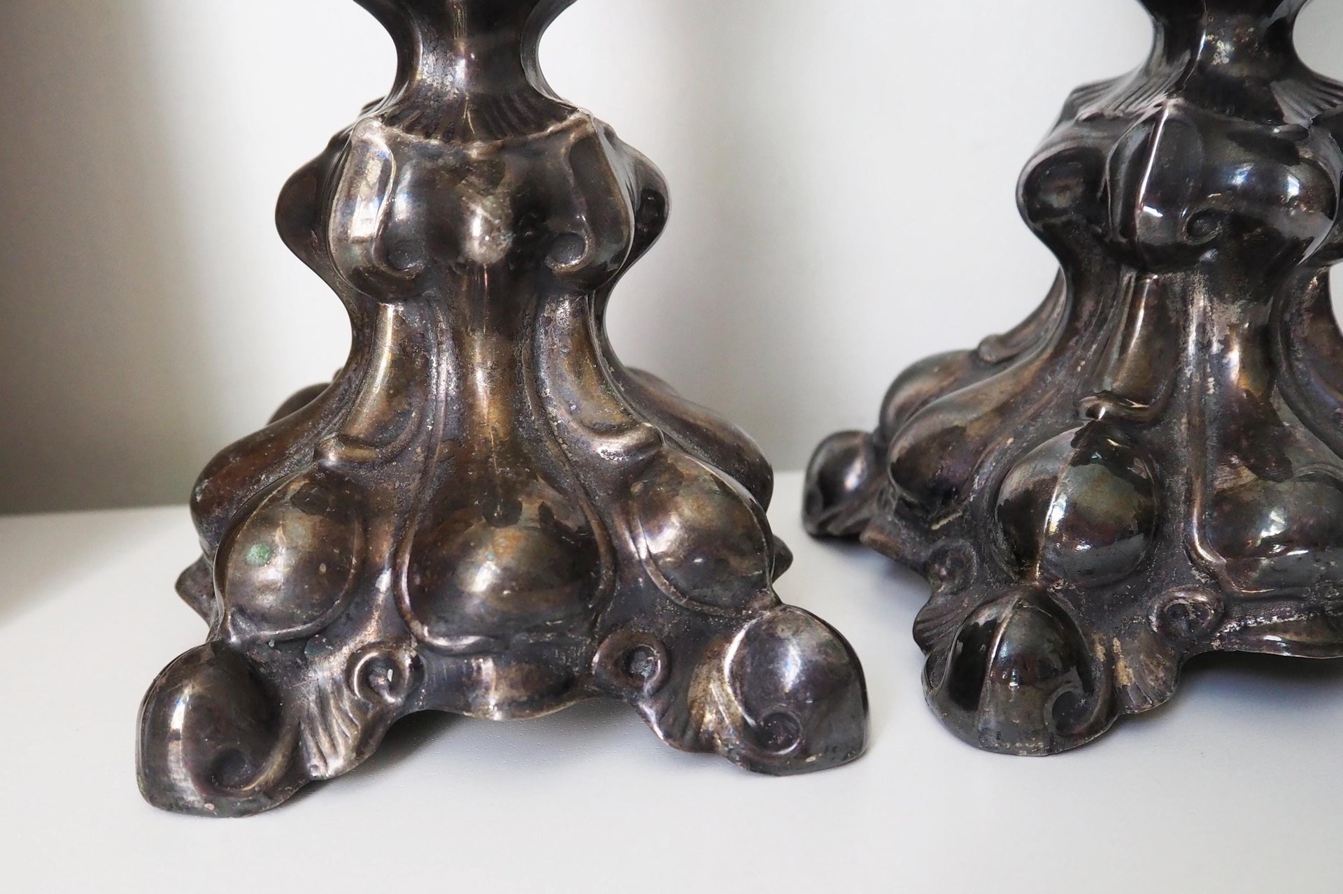Set of two vintage candlestick holders | Alpacca silver candlestick holders | Large silver candlestick holders | Vintage candle holders