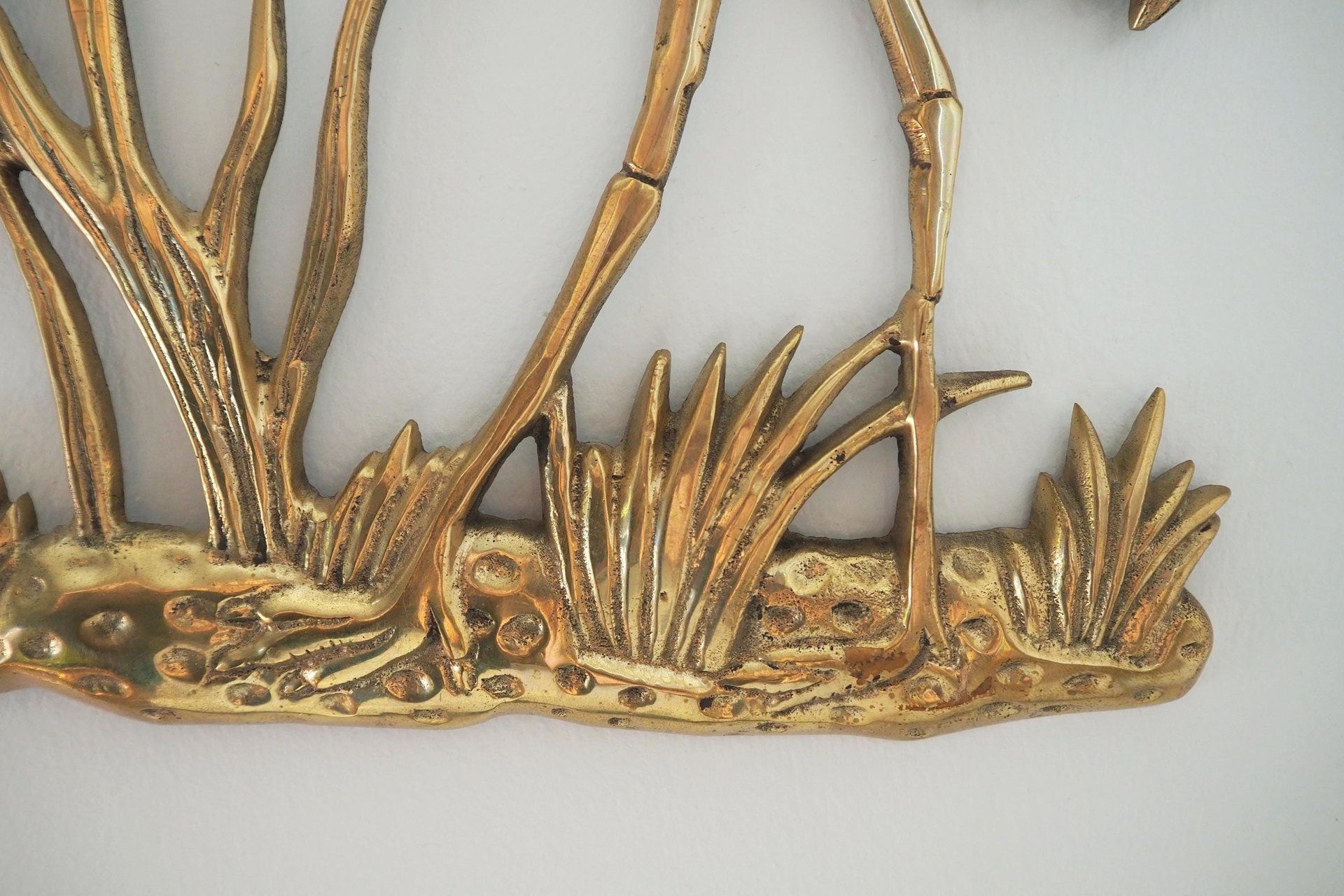 Vintage brass crane wall figurine | Brass crane wall decor | Vintage brass crane | Vintage brass wall decor | Brass crane wall hanging