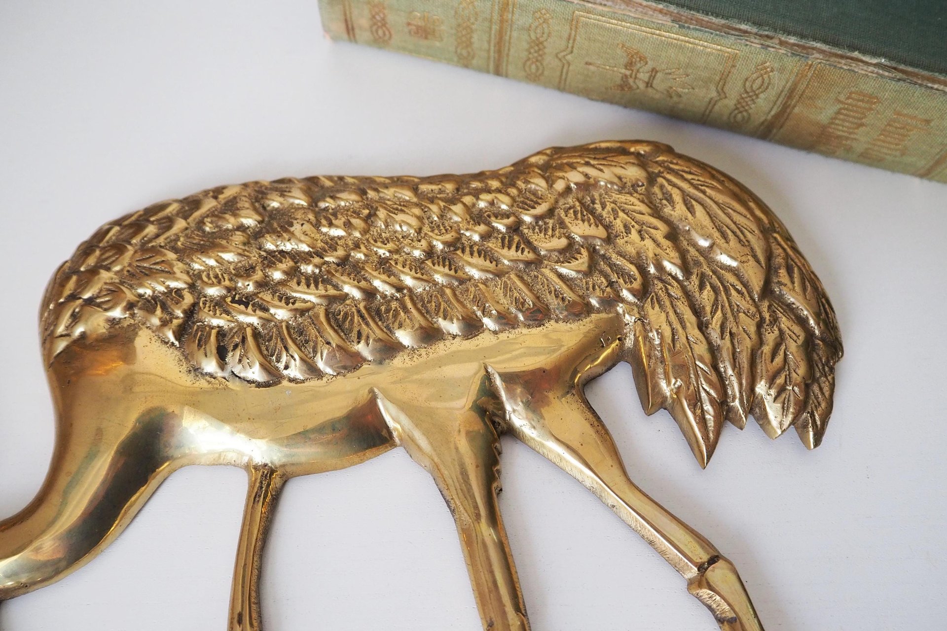 Vintage brass crane wall figurine | Brass crane wall decor | Vintage brass crane | Vintage brass wall decor | Brass crane wall hanging