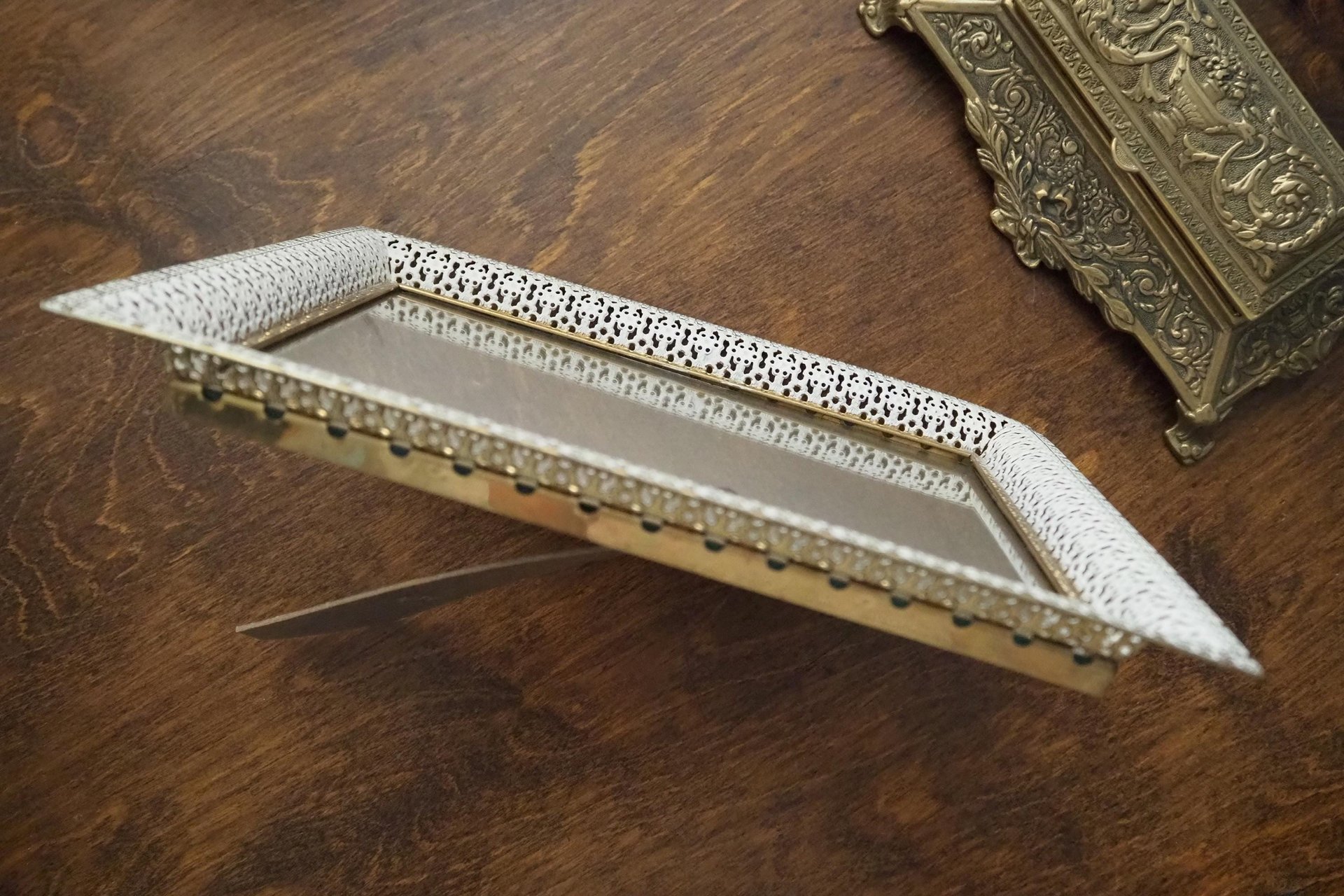 Vintage photo frame | Vintage brass and white photo frame | Brass picture frame | Vintage Jyden picture frame | Danish photo frame