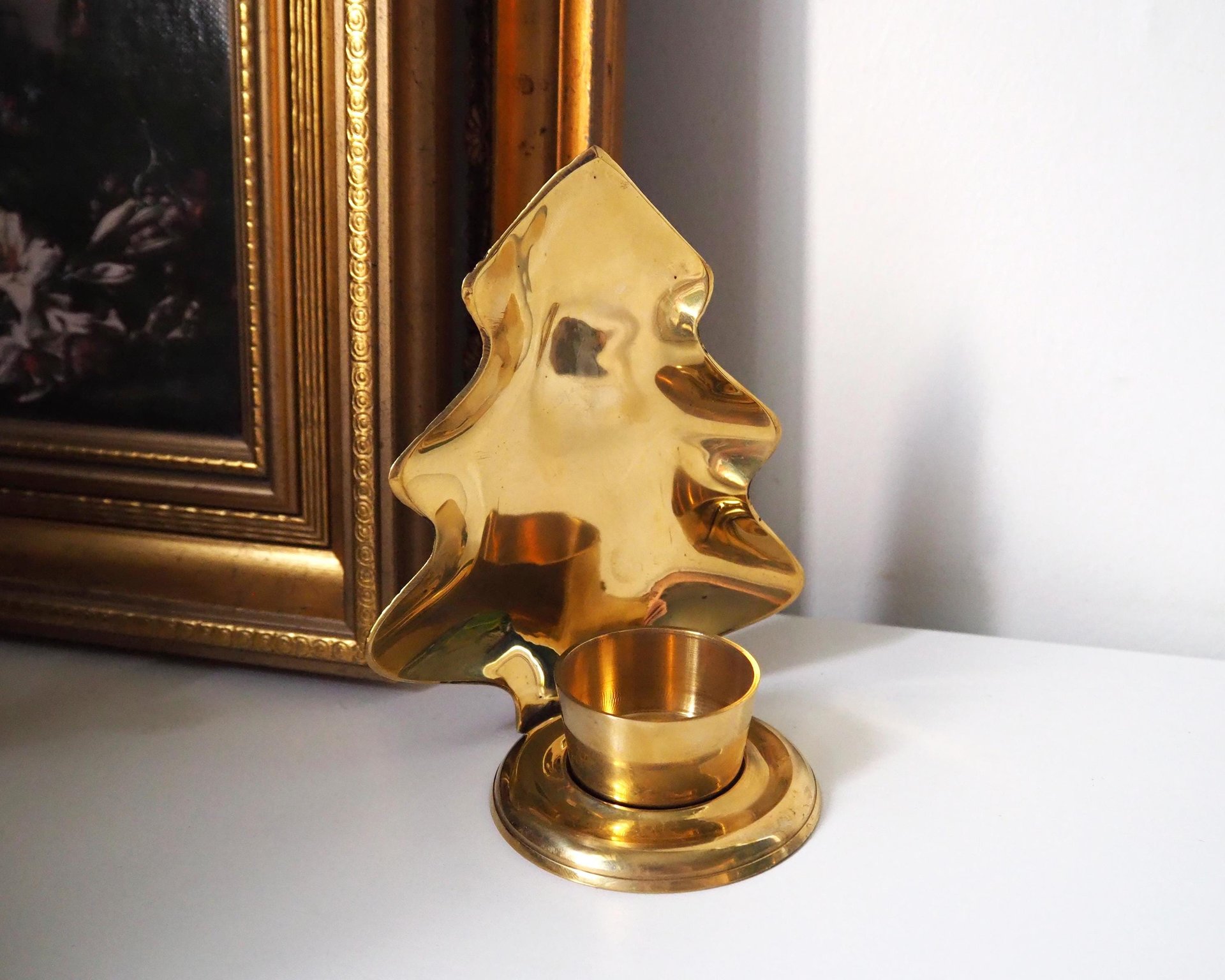 Vintage candle holder set | Brass candlestick holders | Vintage brass candle holders and candle snuffer | Vintage Christmas gift set