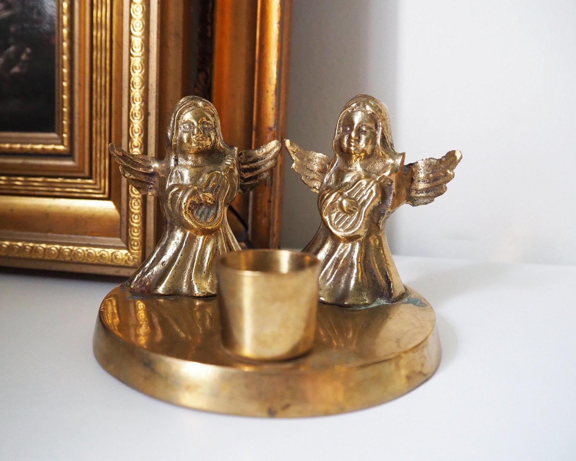 Vintage candle holder set | Brass candlestick holders | Vintage brass candle holders and candle snuffer | Vintage Christmas gift set