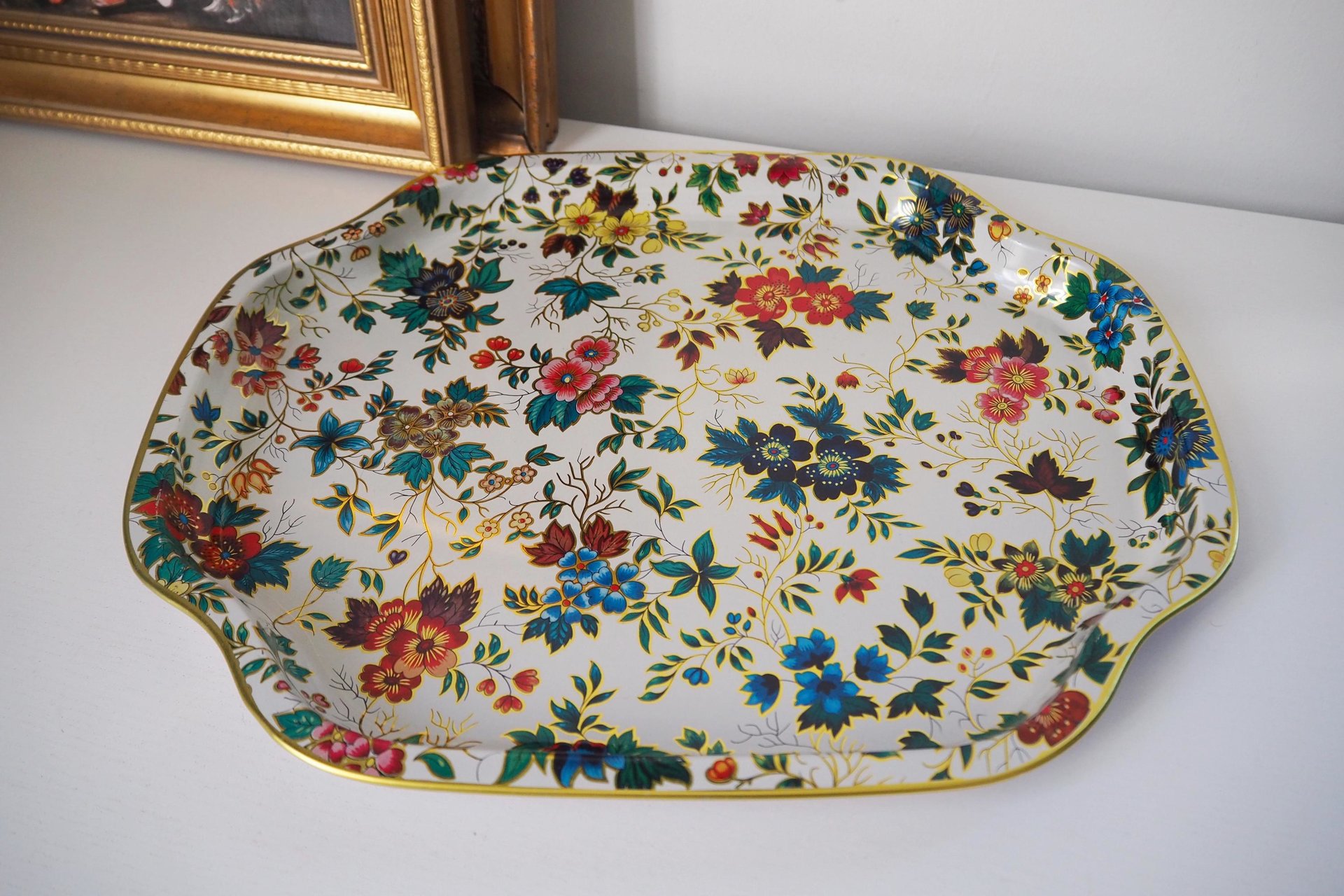 Vintage floral serving tray | Large vintage tray | Retro tray | Vintage Daher Decorative Ware tray | Made in England | Floral serving tray