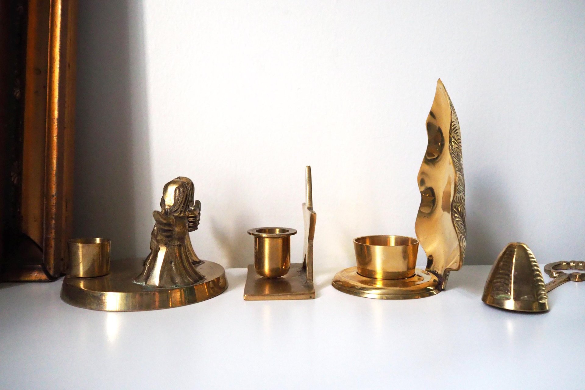 Vintage candle holder set | Brass candlestick holders | Vintage brass candle holders and candle snuffer | Vintage Christmas gift set