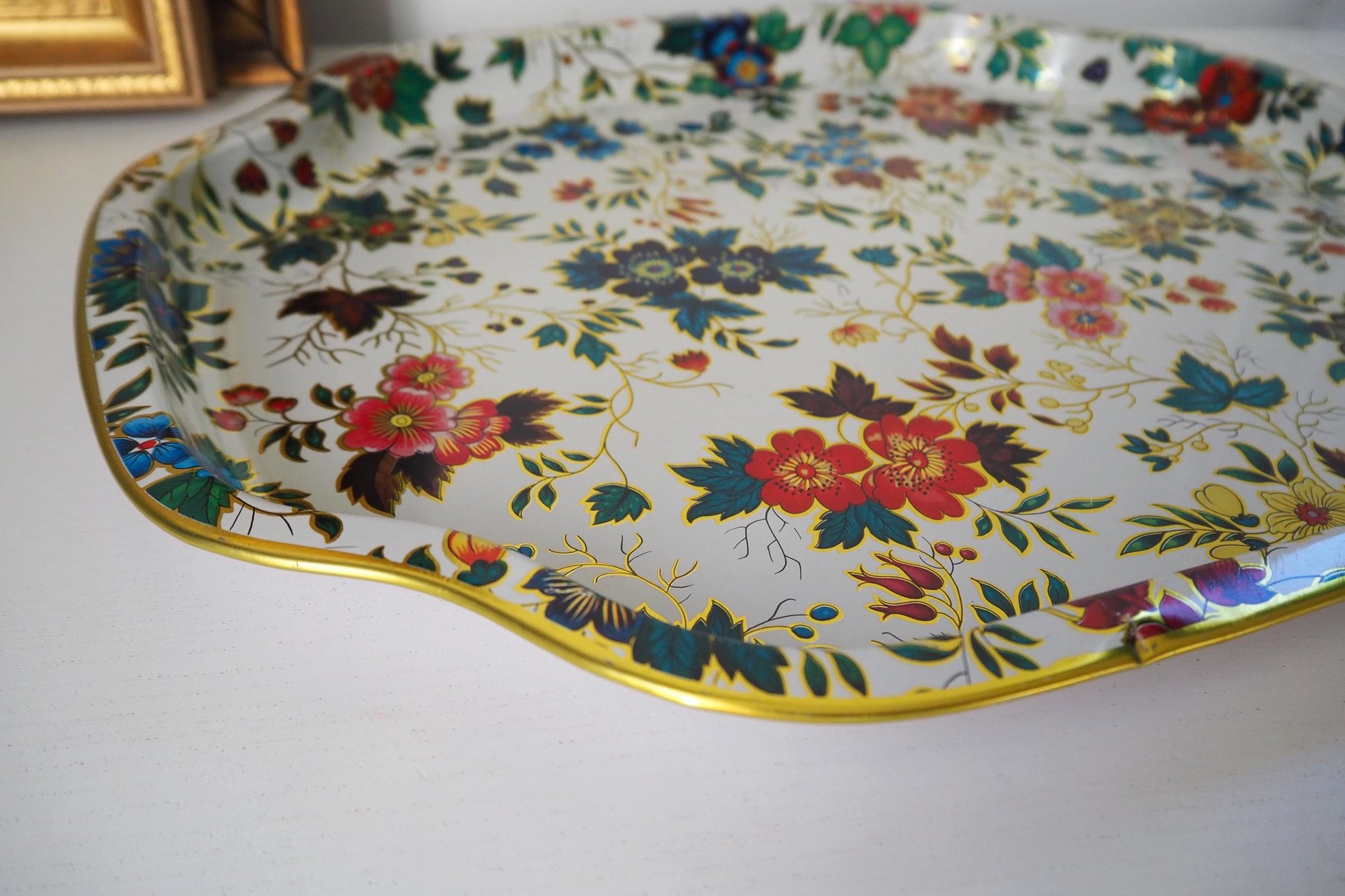 Vintage floral serving tray | Large vintage tray | Retro tray | Vintage Daher Decorative Ware tray | Made in England | Floral serving tray
