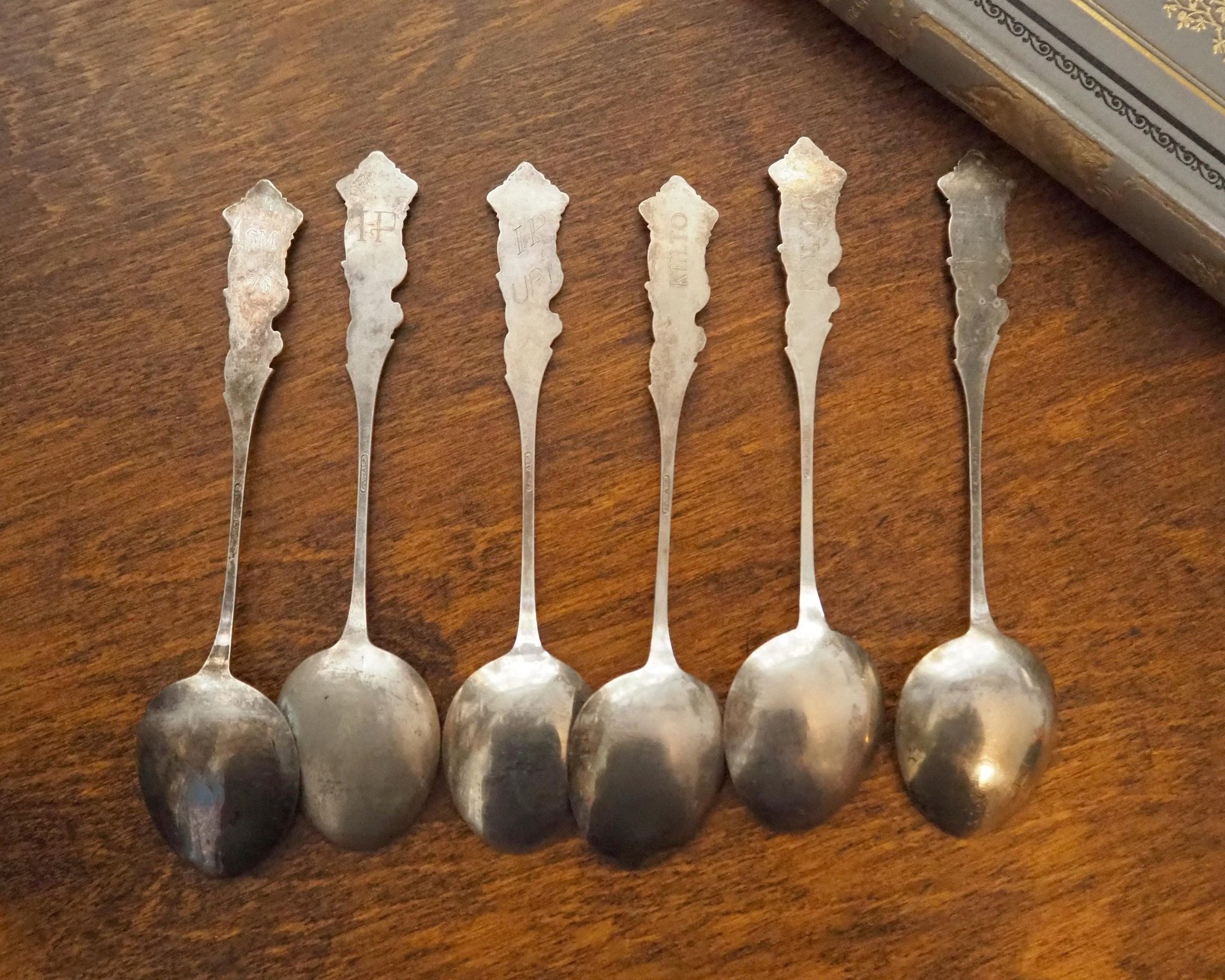 Set of six large vintage teaspoons | Large alpacca silver teaspoons | Matching teaspoons | Floral teaspoon set | Vintage alpacca teaspoons