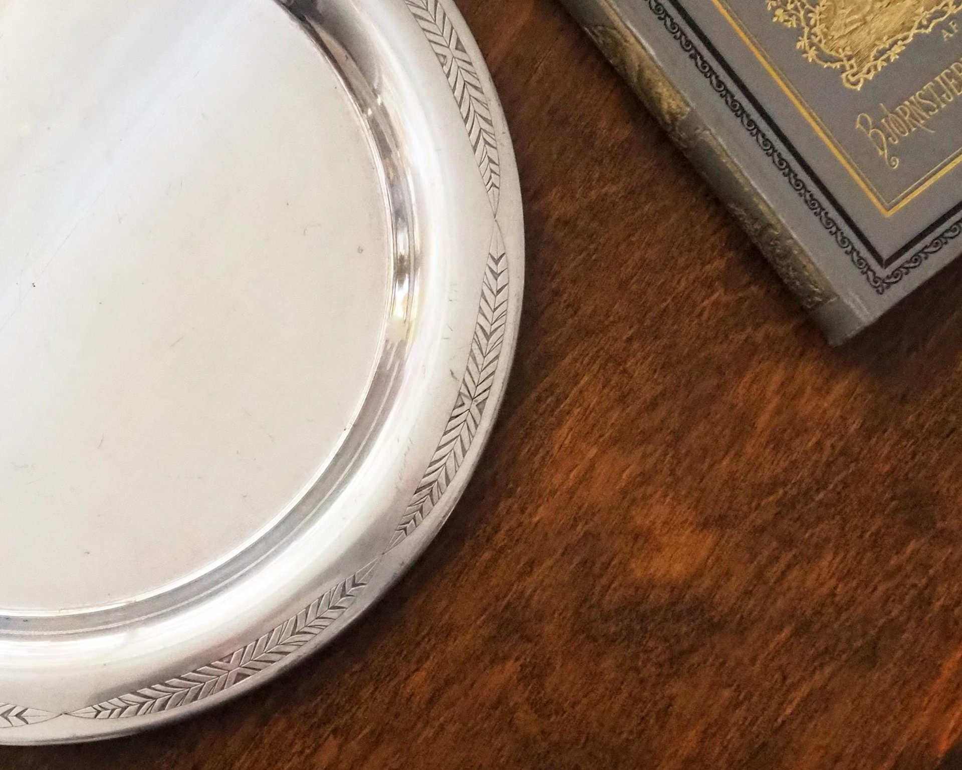 Vintage alpacca silver tray | Alpacca silver platter | Vintage serving tray | Engraved silver tray | Made in Finland