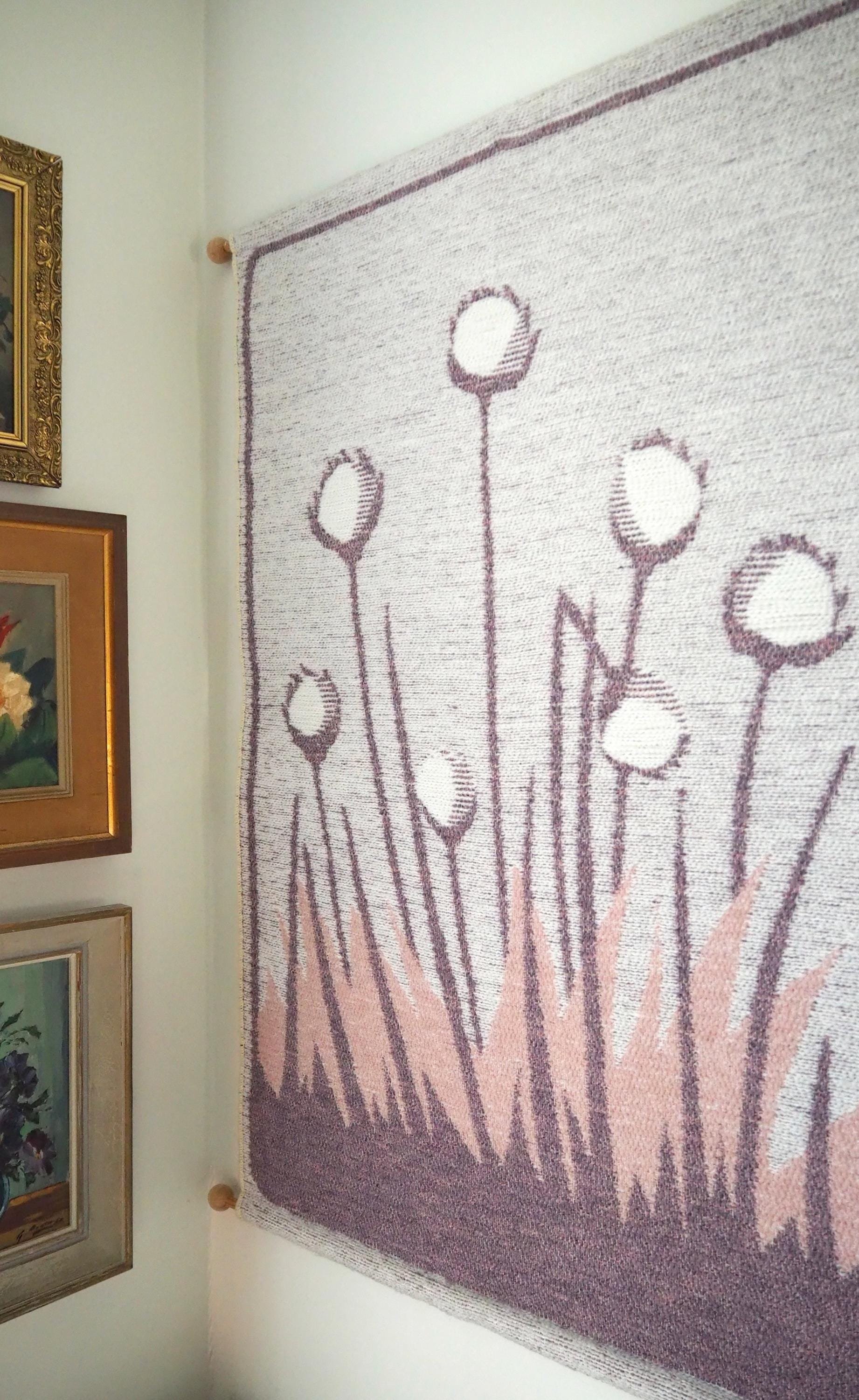 Vintage wall hanging | Large wall hanging | Vintage wall tapestry | Scandinavian woven textile | Made in Finland | Cottongrass tapestry