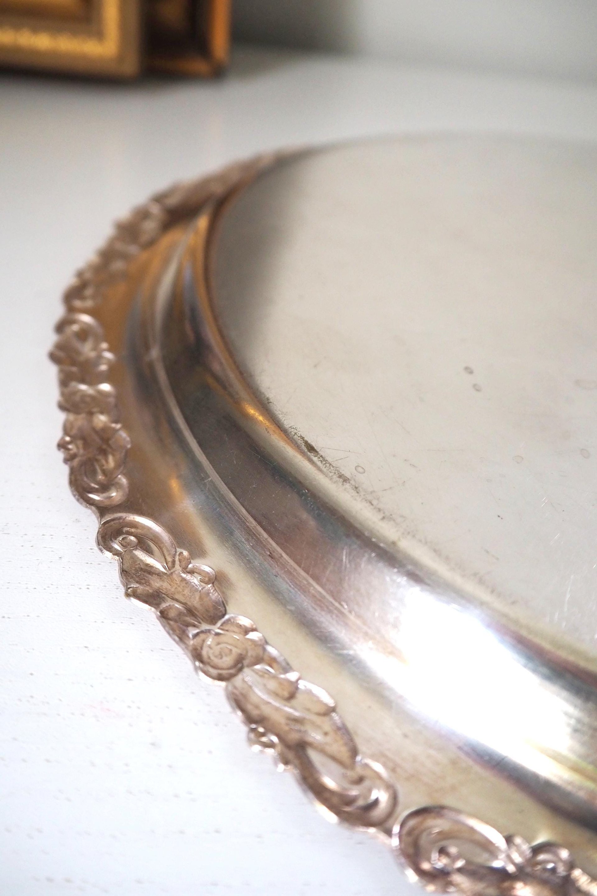 Vintage silver plated tray | Vintage silver platter | Vintage serving tray | Ornate serving tray | Silver plated tray Amy