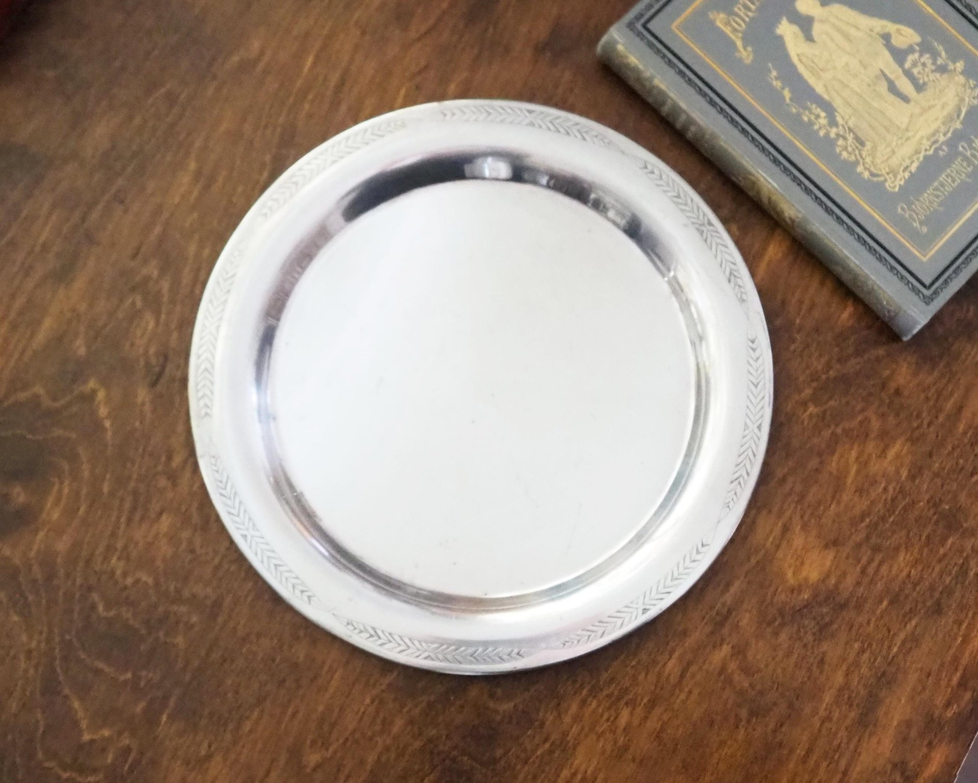 Vintage alpacca silver tray | Alpacca silver platter | Vintage serving tray | Engraved silver tray | Made in Finland