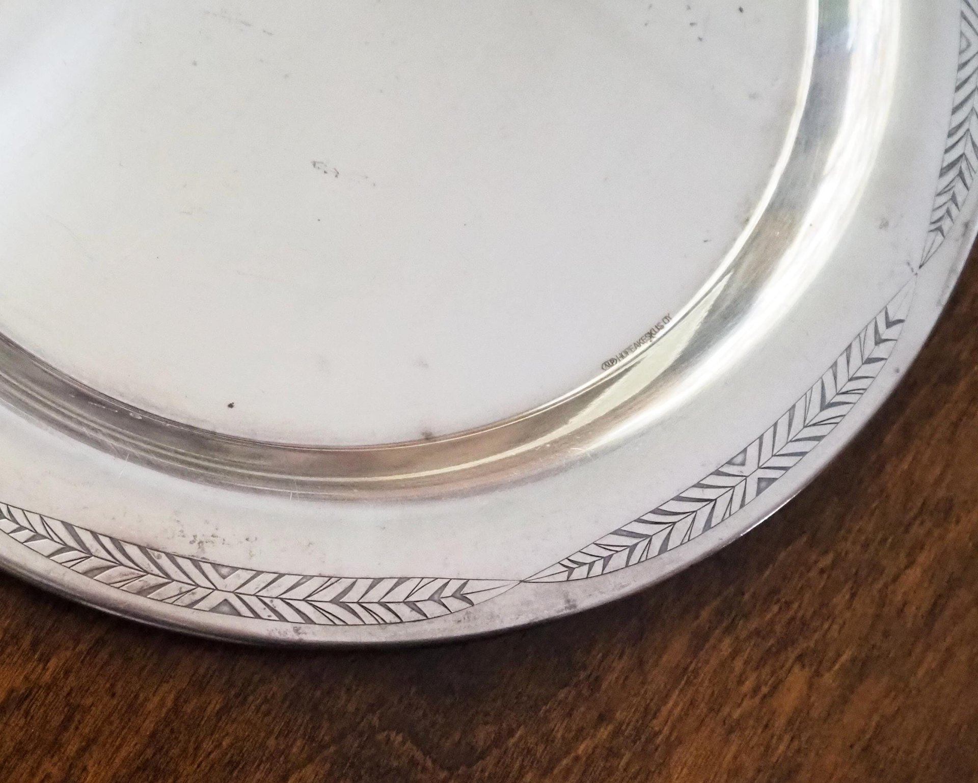 Vintage alpacca silver tray | Alpacca silver platter | Vintage serving tray | Engraved silver tray | Made in Finland