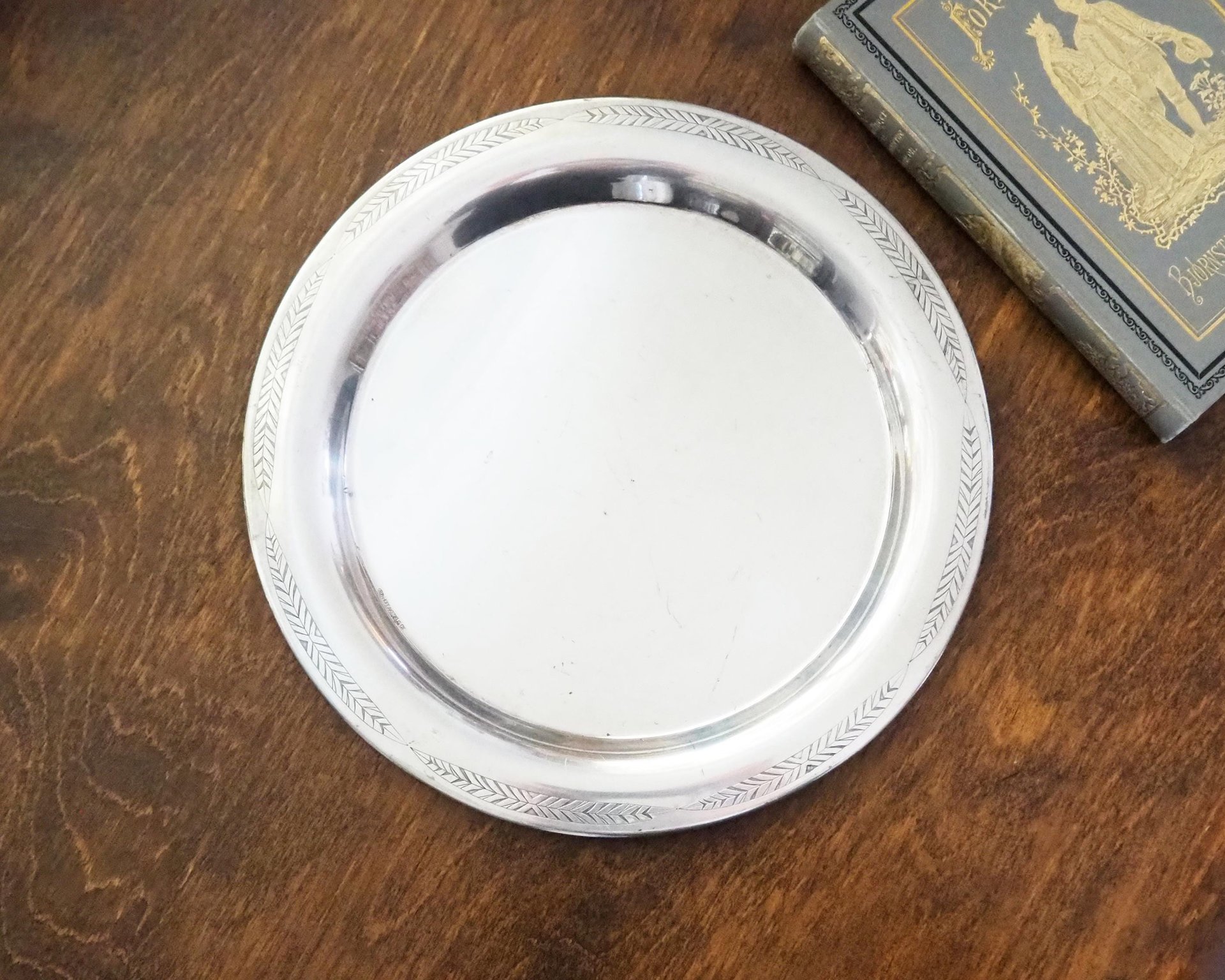 Vintage alpacca silver tray | Alpacca silver platter | Vintage serving tray | Engraved silver tray | Made in Finland