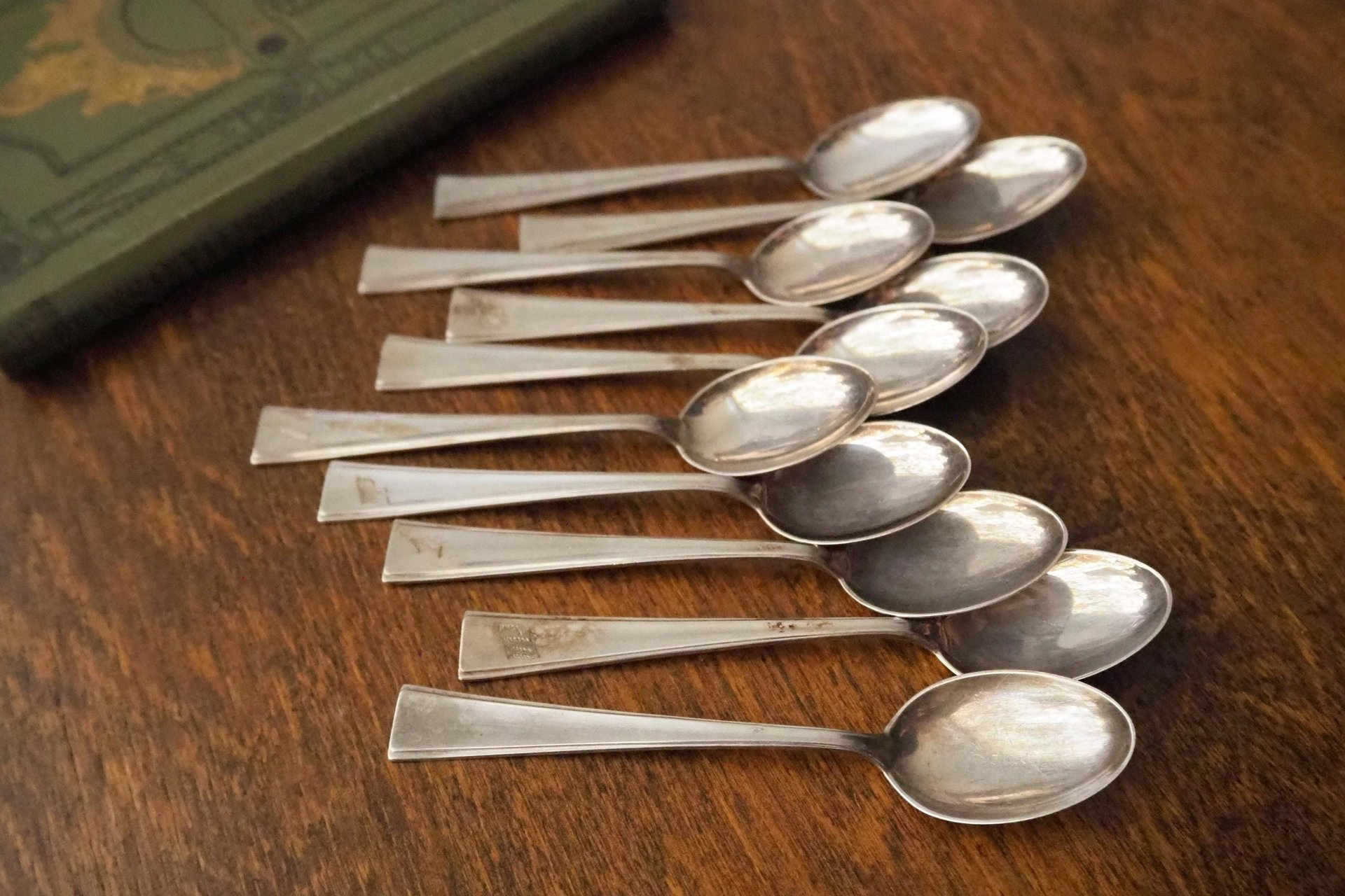 Set of ten vintage teaspoons | Small silver plated teaspoons | Matching teaspoon set | Vintage alpacca teaspoons