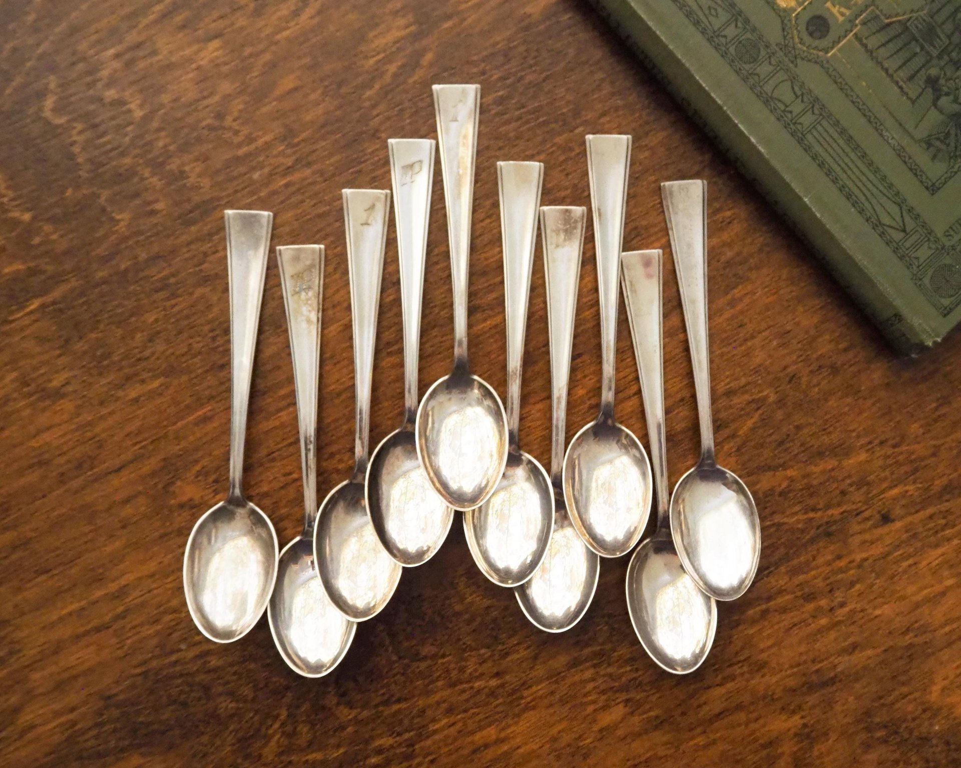 Set of ten vintage teaspoons | Small silver plated teaspoons | Matching teaspoon set | Vintage alpacca teaspoons