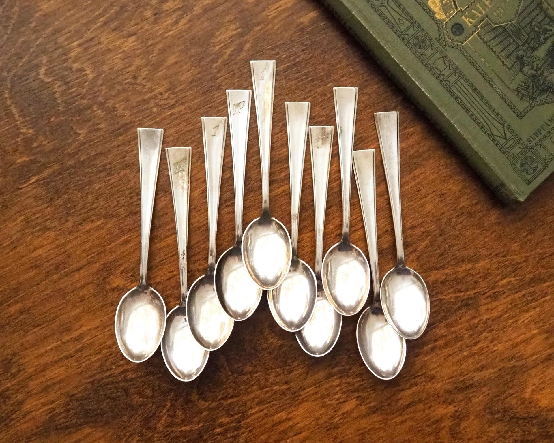Set of ten vintage teaspoons | Small silver plated teaspoons | Matching teaspoon set | Vintage alpacca teaspoons