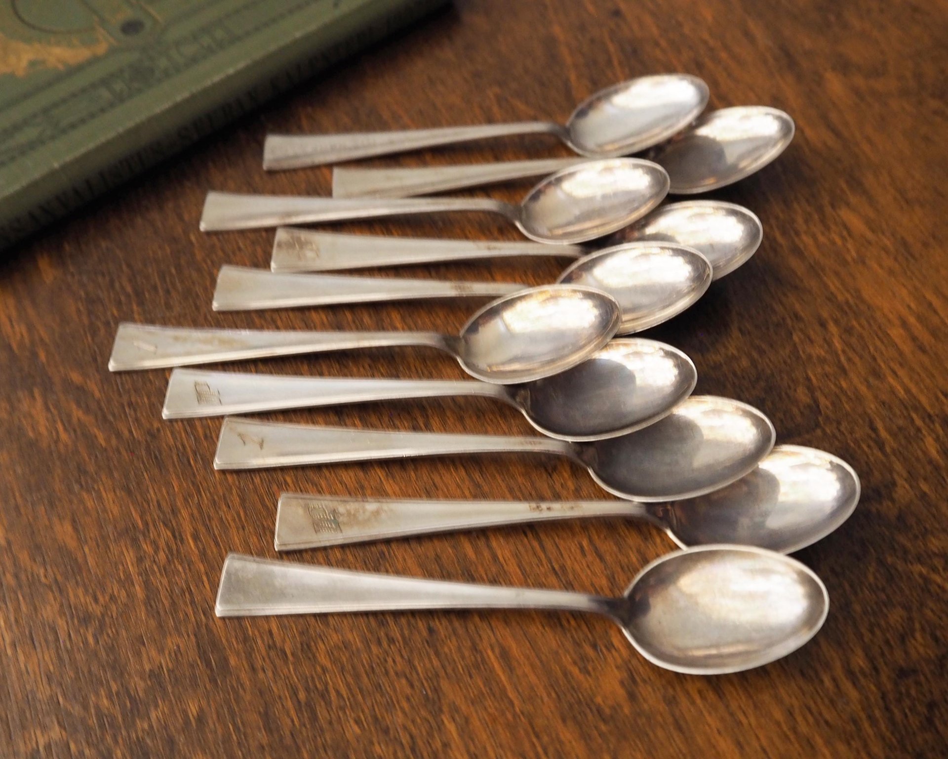 Set of ten vintage teaspoons | Small silver plated teaspoons | Matching teaspoon set | Vintage alpacca teaspoons