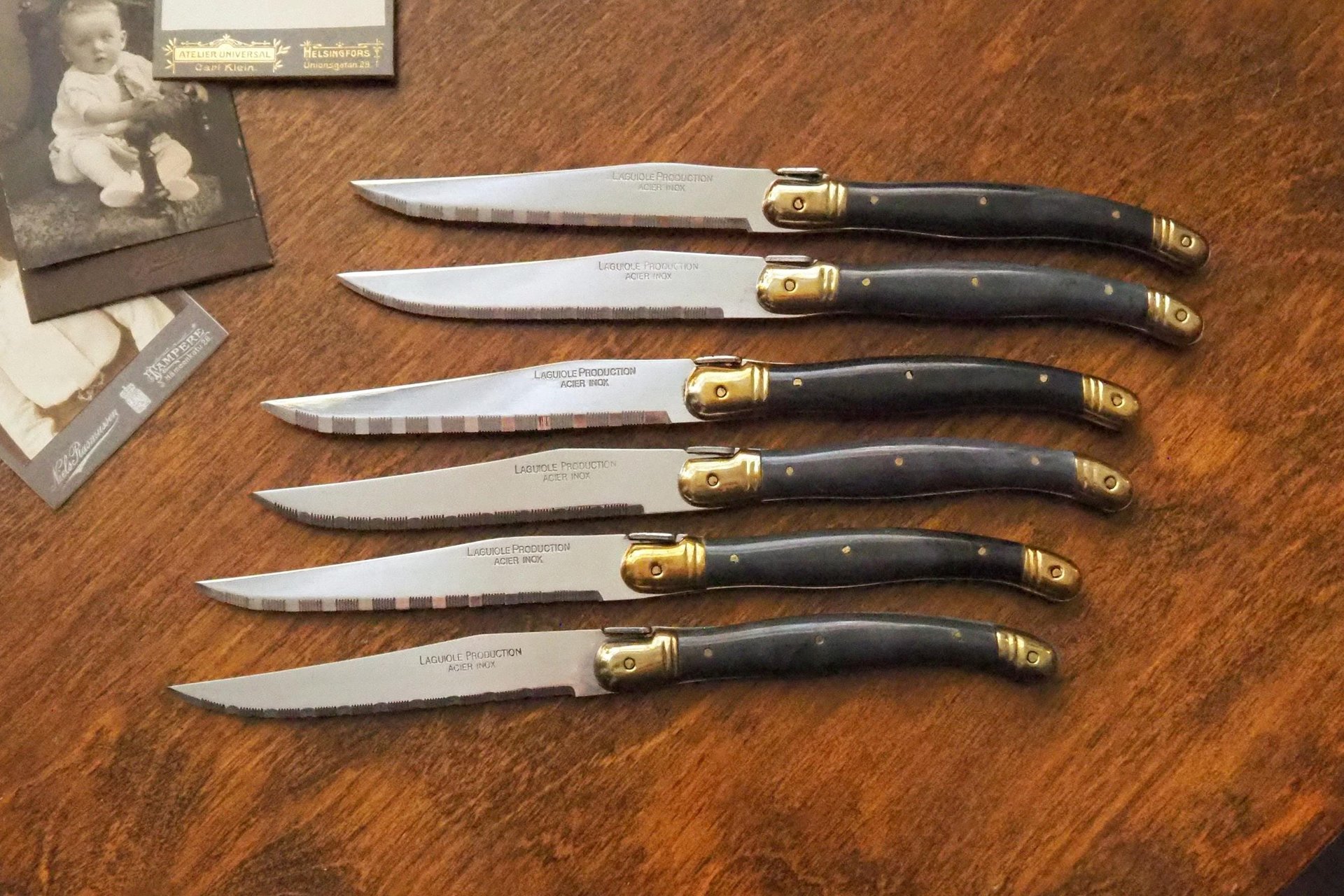 Set of six vintage steak knives | Vintage Laguiole knives | Vintage stainless steel knives | Vintage steak knife set | Acier Inox