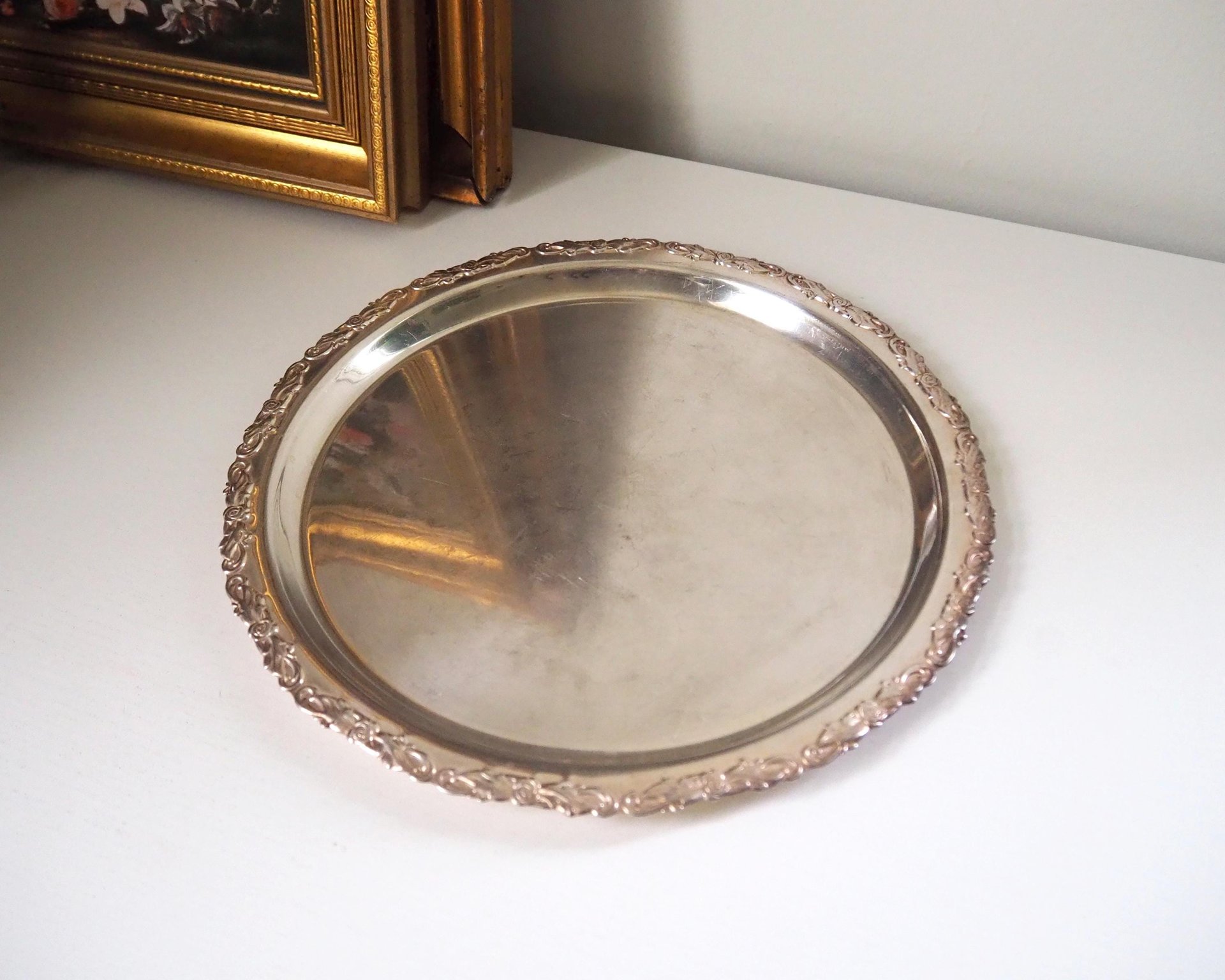 Vintage silver plated tray | Vintage silver platter | Vintage serving tray | Ornate serving tray | Silver plated tray Amy