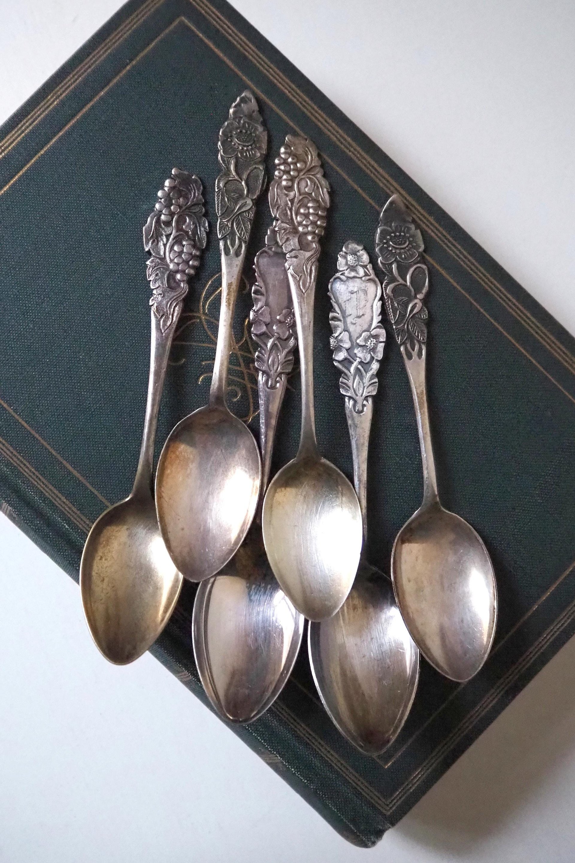 Set of six vintage teaspoons | Small silver plated teaspoons | Mismatched teaspoon set | Vintage alpacca teaspoons