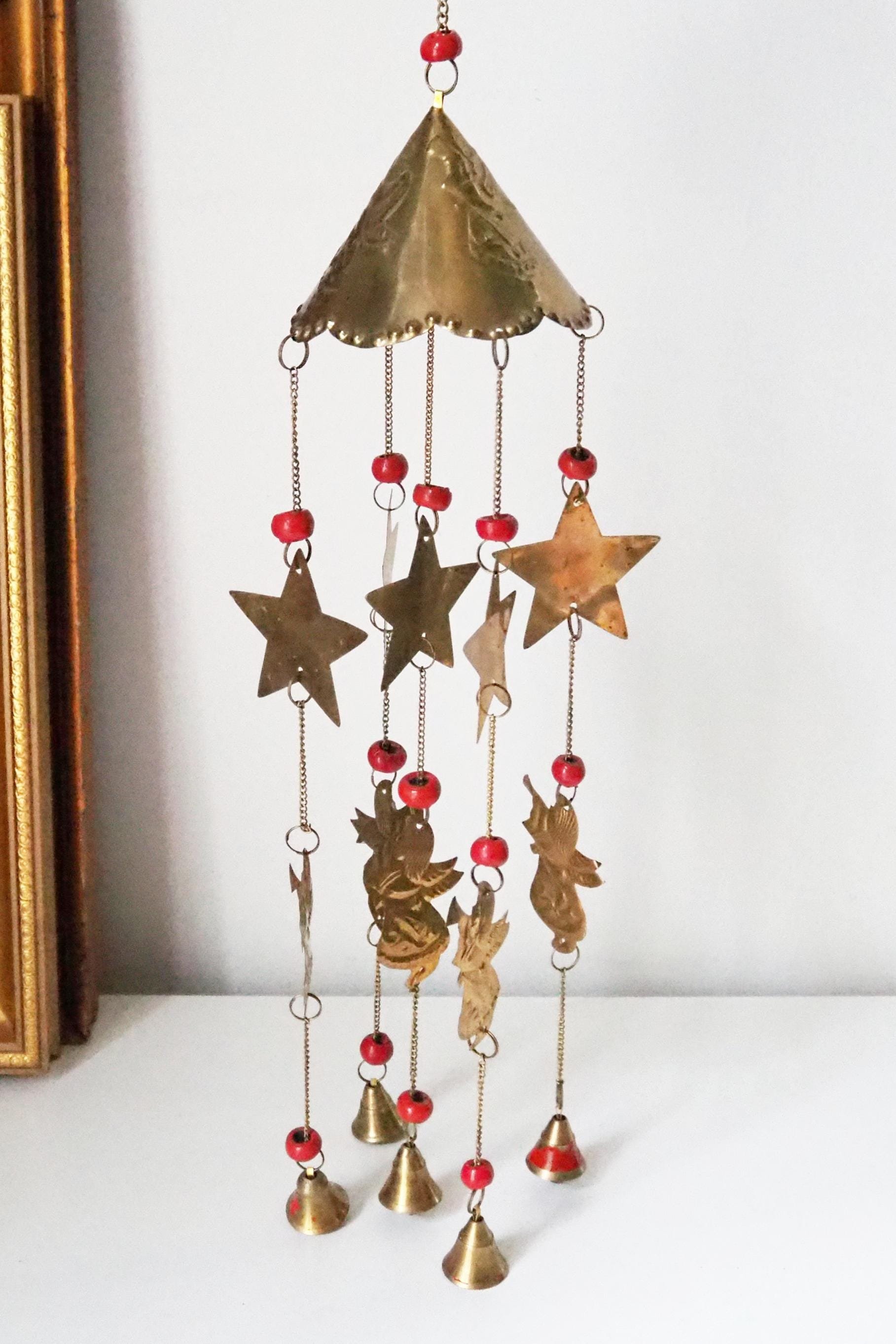 Vintage wind chime | Vintage brass wind chime | Brass wind chime | Angel wind chime with bells | Vintage Christmas decor