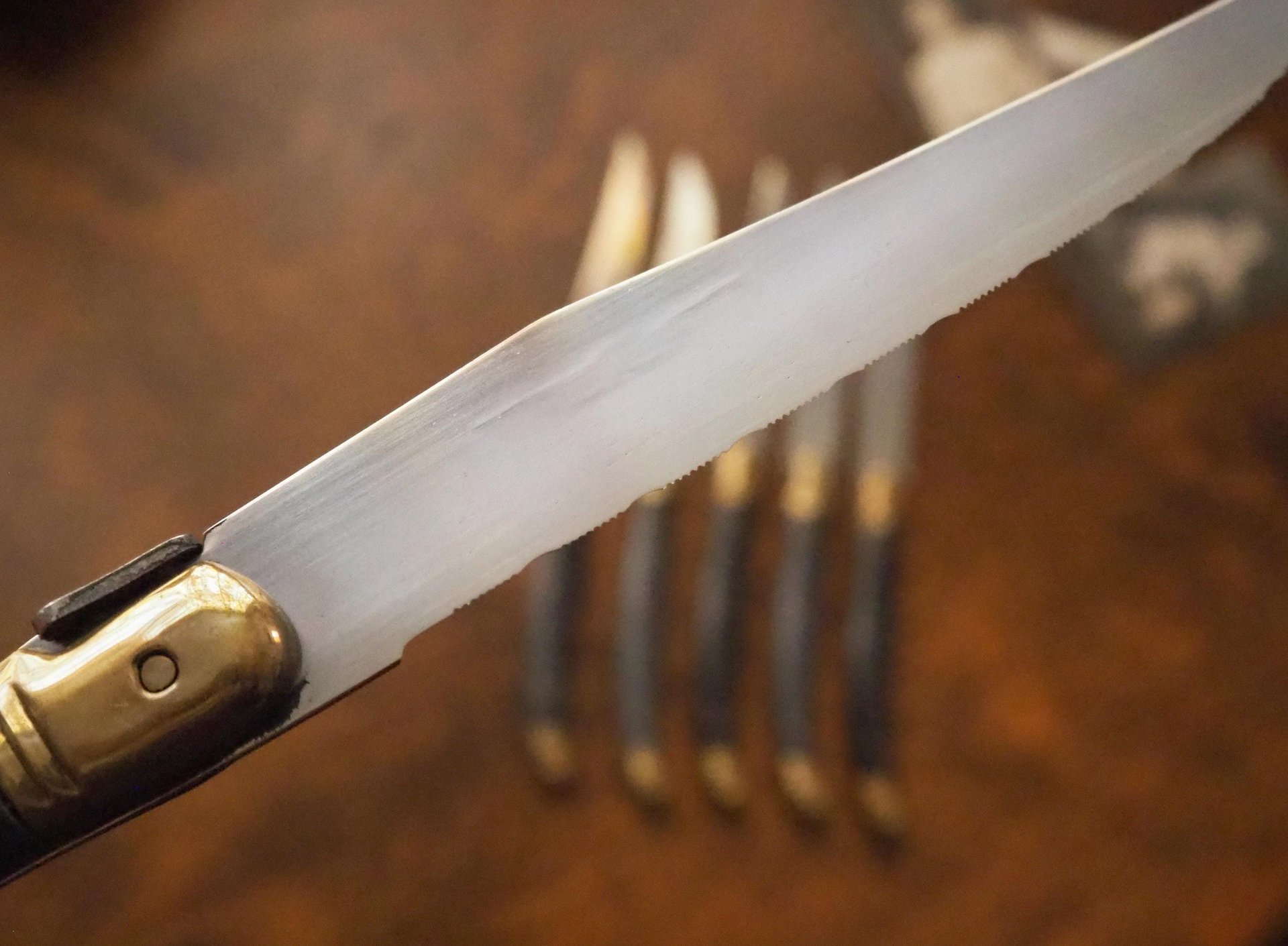 Set of six vintage steak knives | Vintage Laguiole knives | Vintage stainless steel knives | Vintage steak knife set | Acier Inox