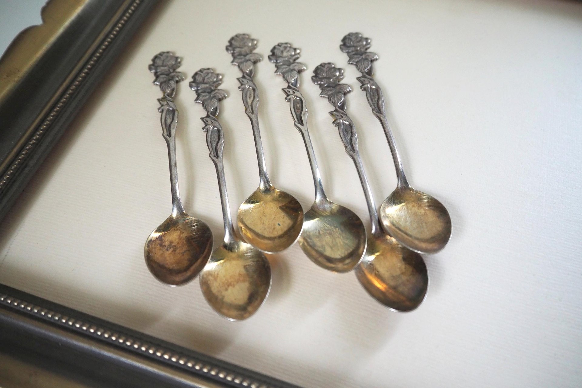 Set of six vintage teaspoons | Vintage alpacca silver teaspoons | Vintage teaspoons | Rose teaspoon set | Vintage alpacca teaspoons