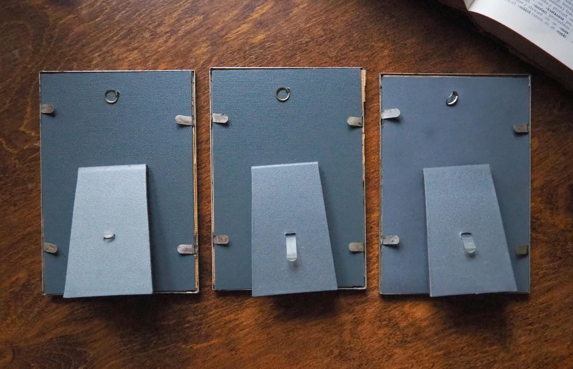 Set of three vintage photo frames | Silver plated photo frames 11x16 cm | Vintage silver plated picture frames | Vintage picture frames