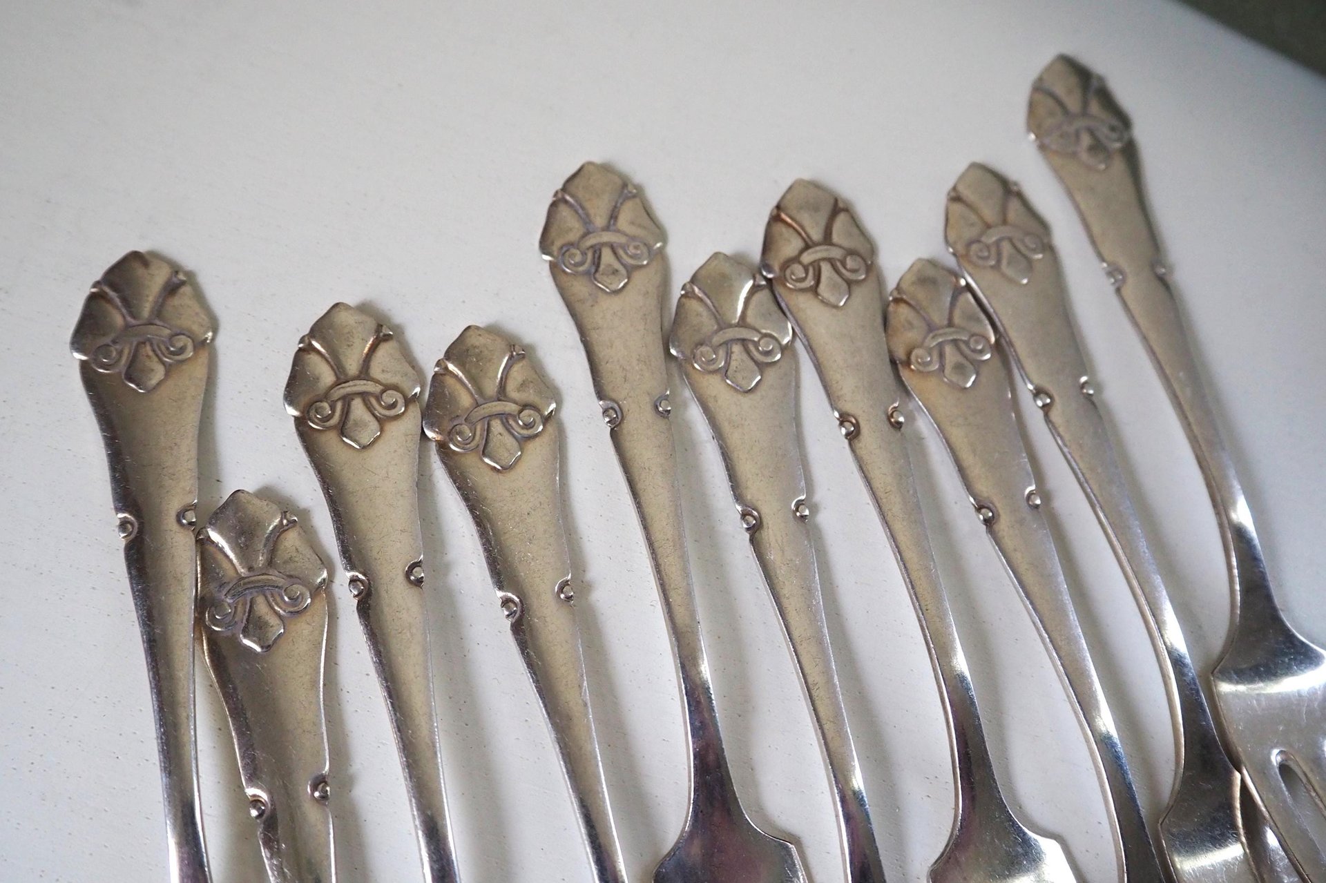 Set of ten vintage dessert forks | Danish dessert forks | Vintage dessert forks | Atla dessert forks | Small vintage forks | Made in Denmark