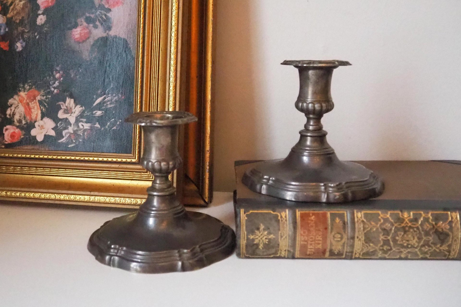 Set of two vintage candlestick holders | Silver plated candlestick holders | Large silver candlestick holders | Vintage candle holders