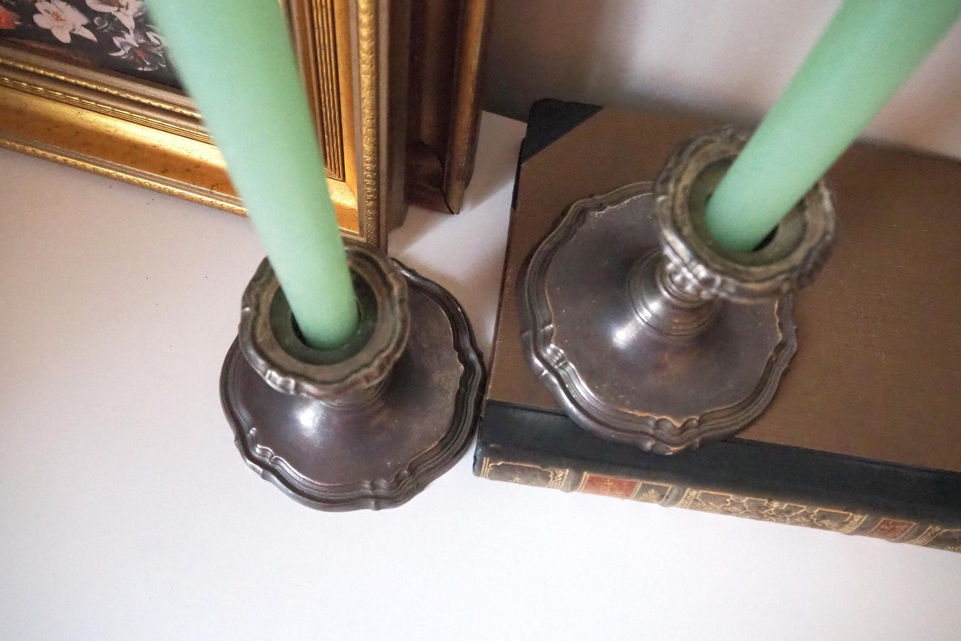 Set of two vintage candlestick holders | Silver plated candlestick holders | Large silver candlestick holders | Vintage candle holders