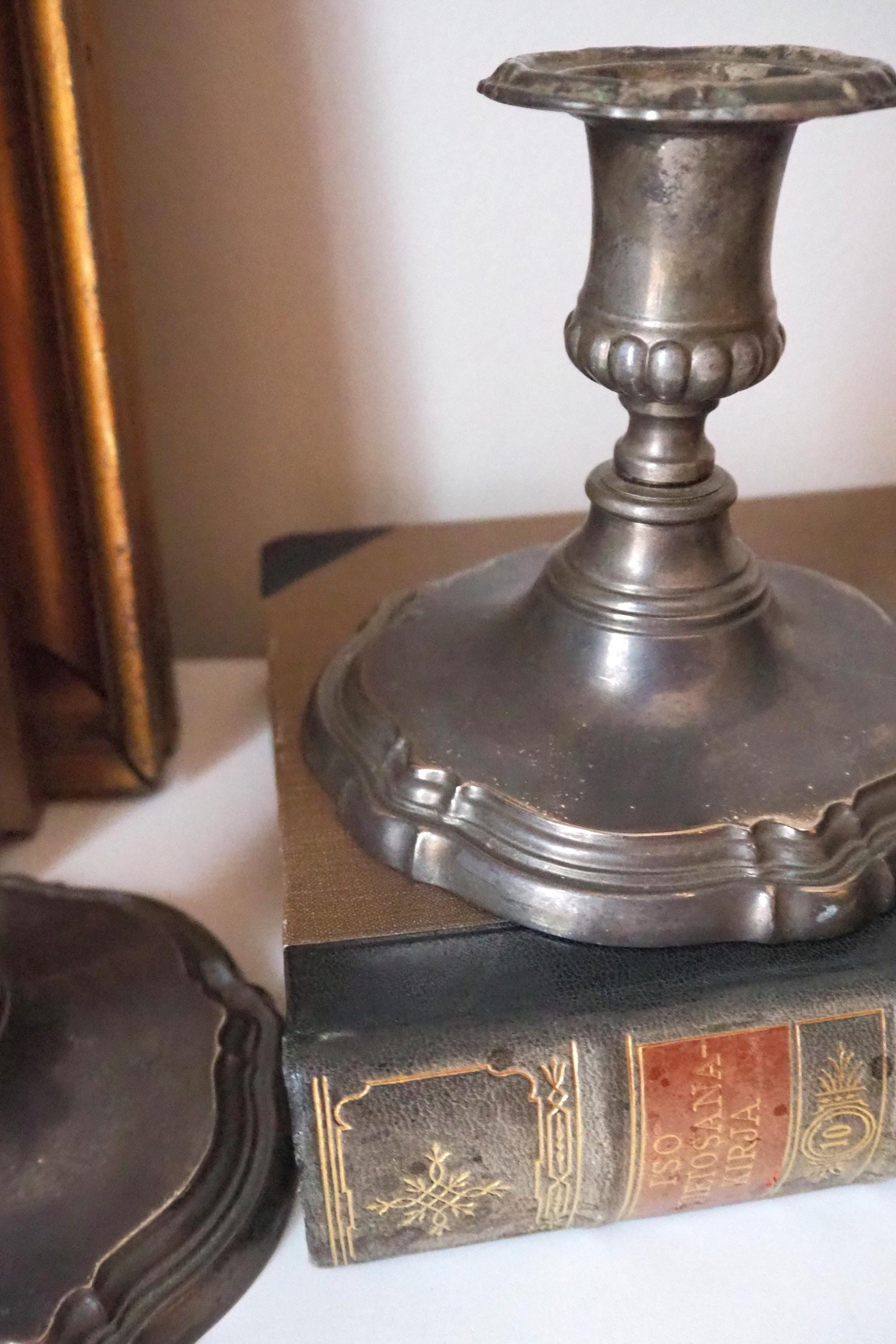 Set of two vintage candlestick holders | Silver plated candlestick holders | Large silver candlestick holders | Vintage candle holders