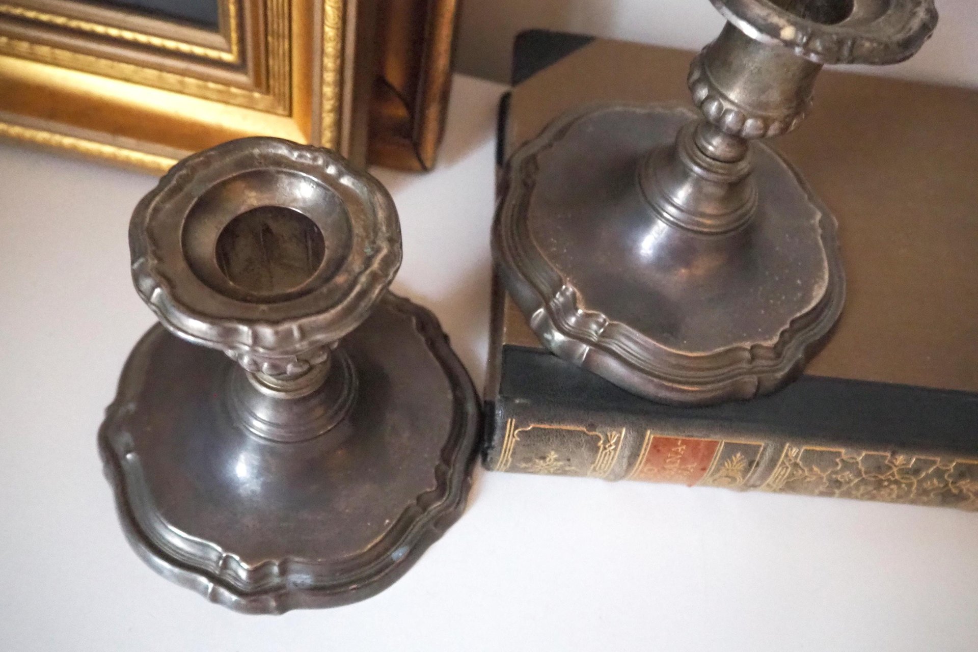 Set of two vintage candlestick holders | Silver plated candlestick holders | Large silver candlestick holders | Vintage candle holders