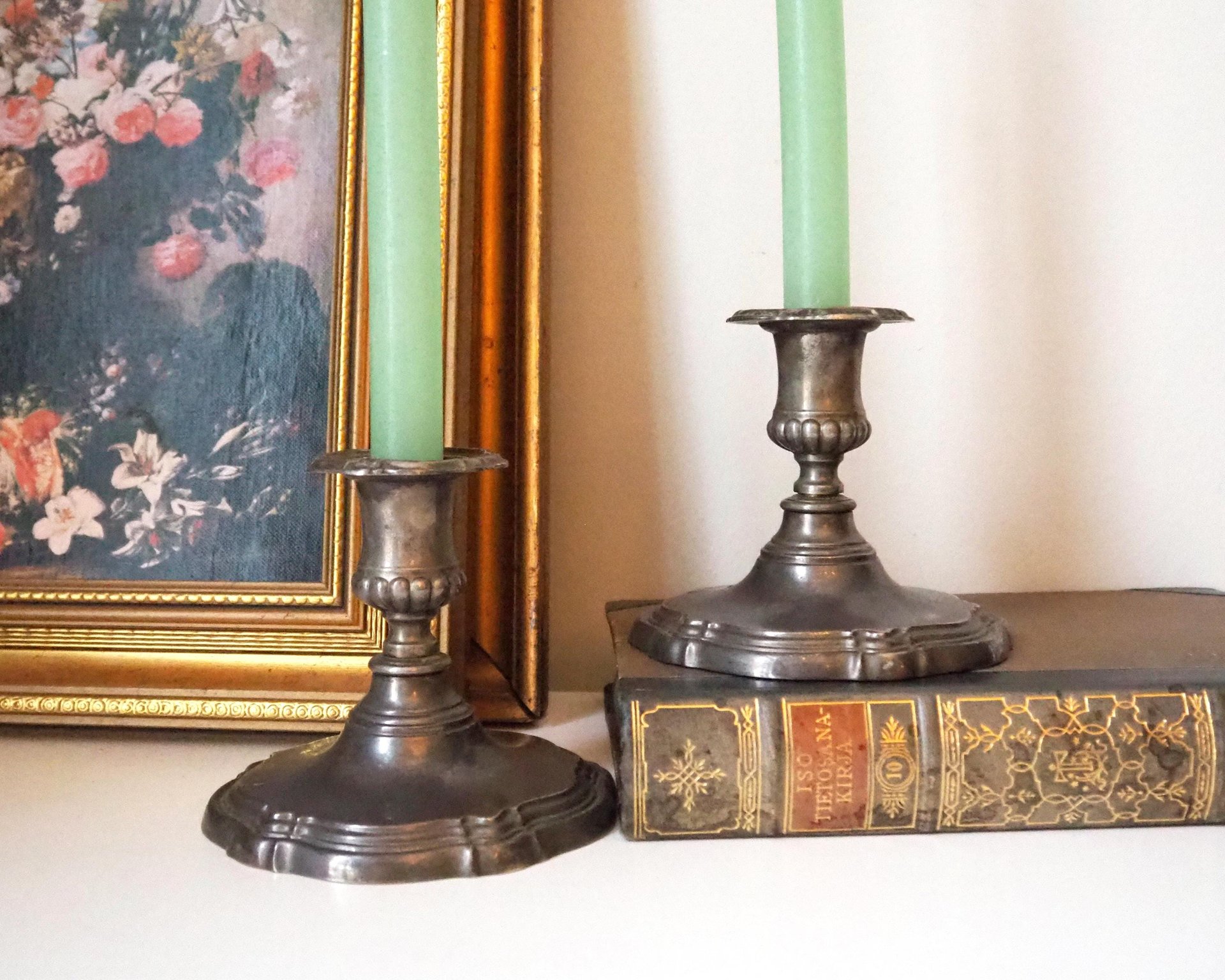 Set of two vintage candlestick holders | Silver plated candlestick holders | Large silver candlestick holders | Vintage candle holders