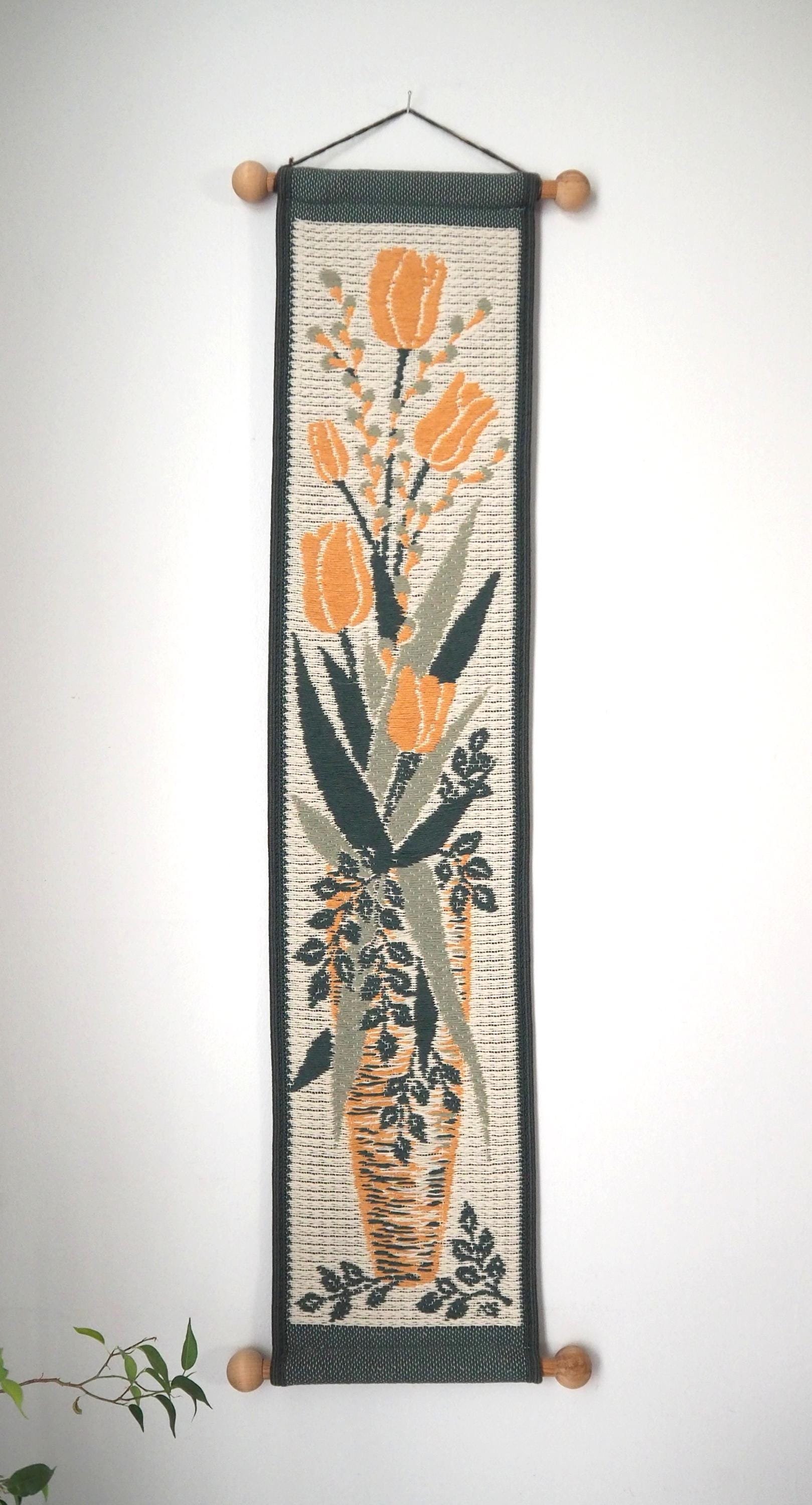 Vintage wall hanging | Long wall hanging | Nature wall hanging | Scandinavian woven textile | Made in Finland